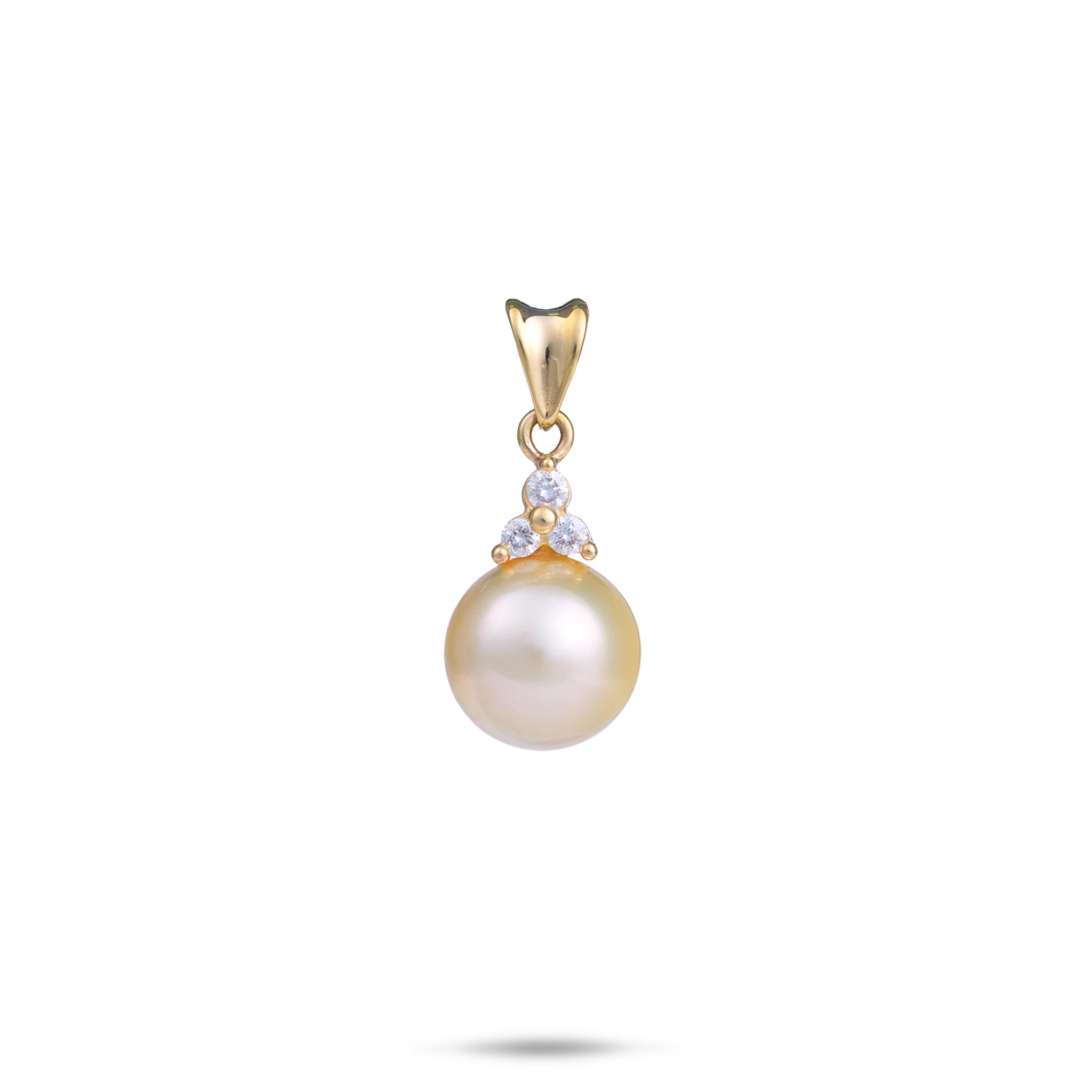 South Sea Gold Pearl Pendant in Gold with Diamonds - 9-10mm