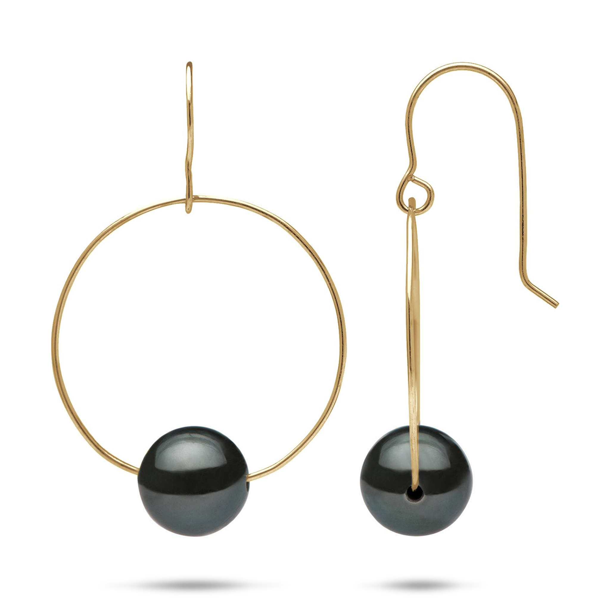 Schwarze Hawaii-Korallen-Ohrringe in Gold – 9–9,9 mm