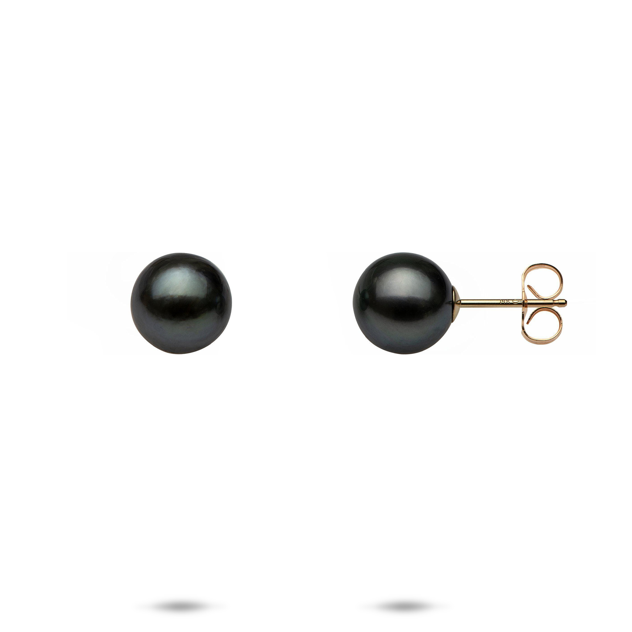 Schwarze Tahiti-Perlenohrringe in Gold - 8-9 mm