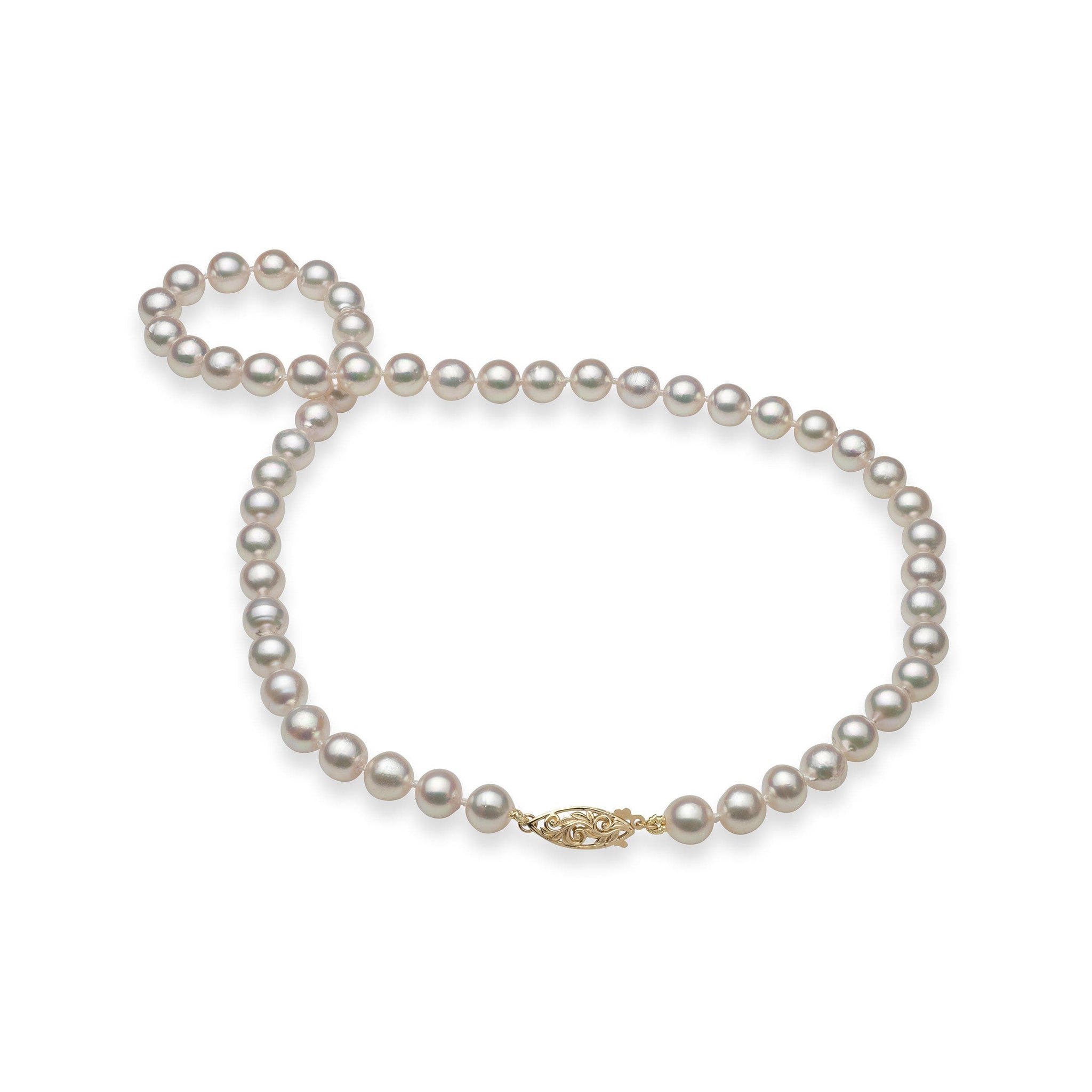 7-8mm 18-19" Akoya White Pearl Strand with 14k Gold Clasp