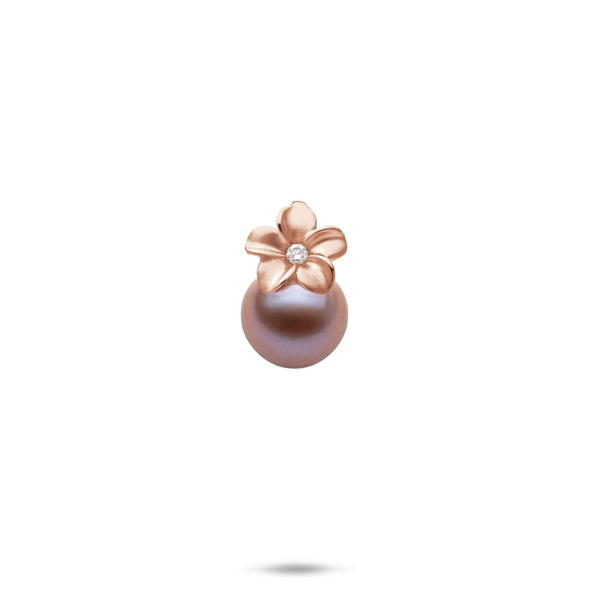 Plumeria Lilac Freshwater Pearl Pendant in Rose Gold - 9-10mm