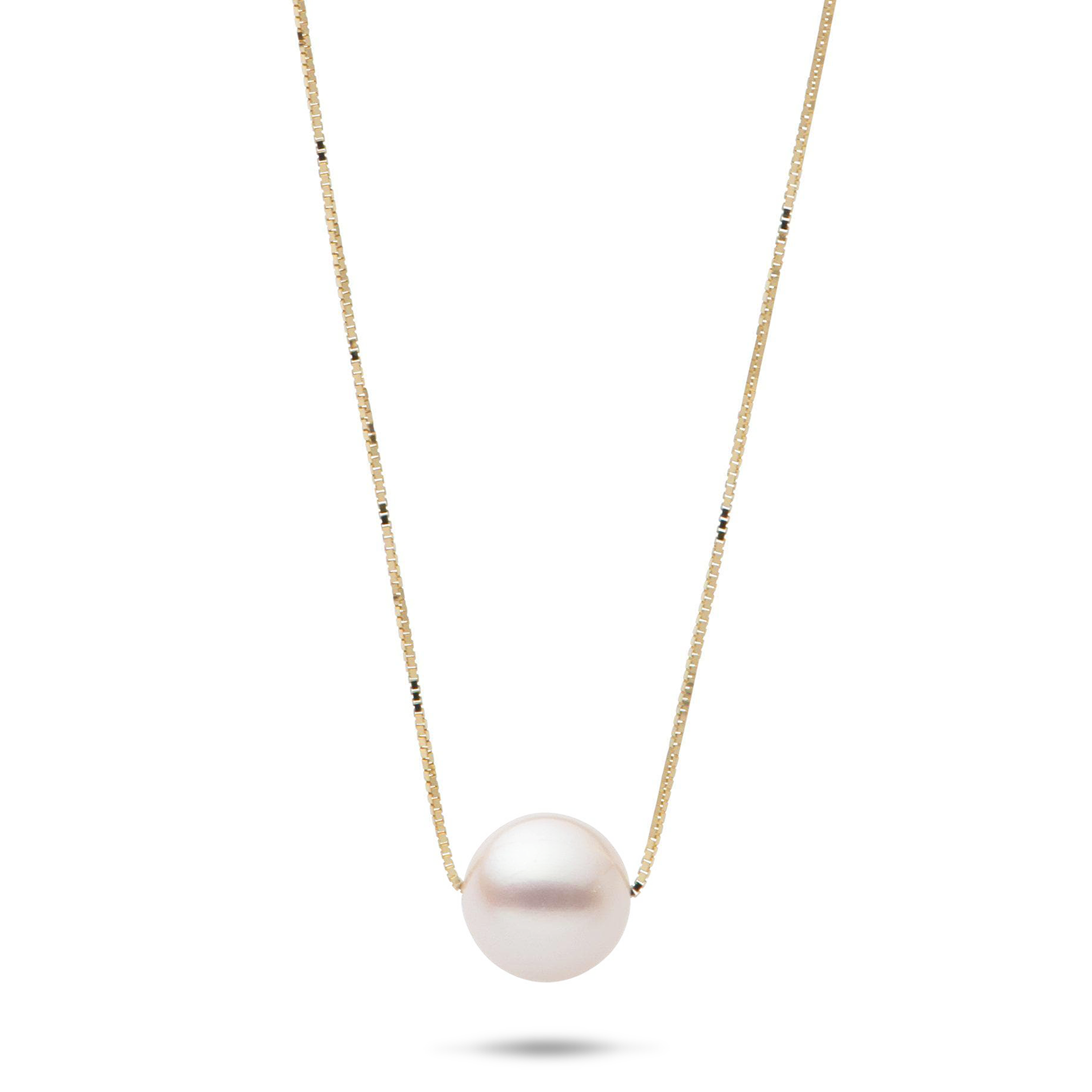 16-18" Adjustable Akoya White Pearl Necklace in Gold - 8mm