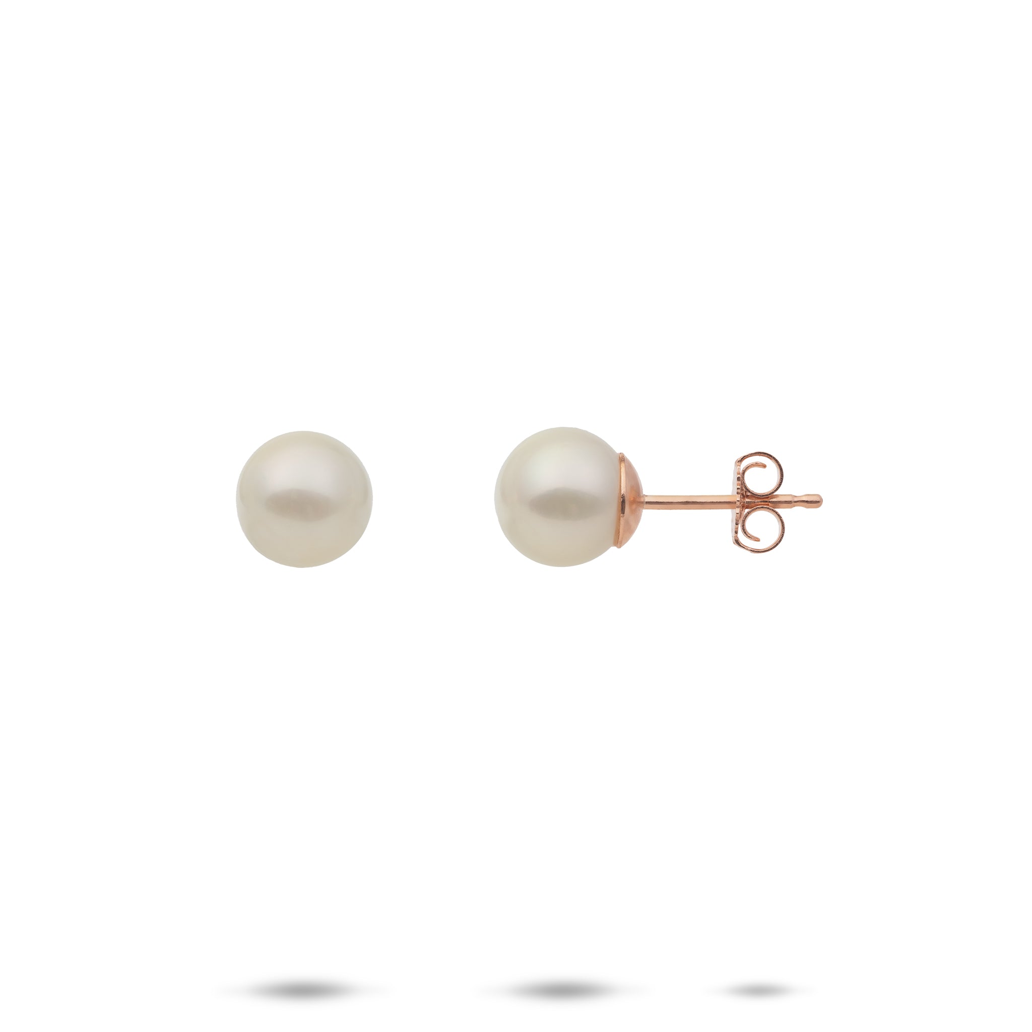 Freshwater Pearl Earrings in Rose Gold - 7-8mm