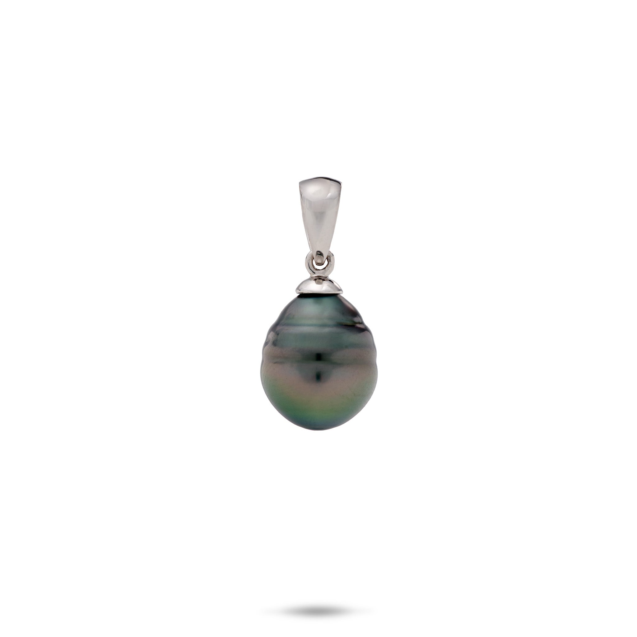 Tahitian Black Pearl Pendant in White Gold - 8-12mm