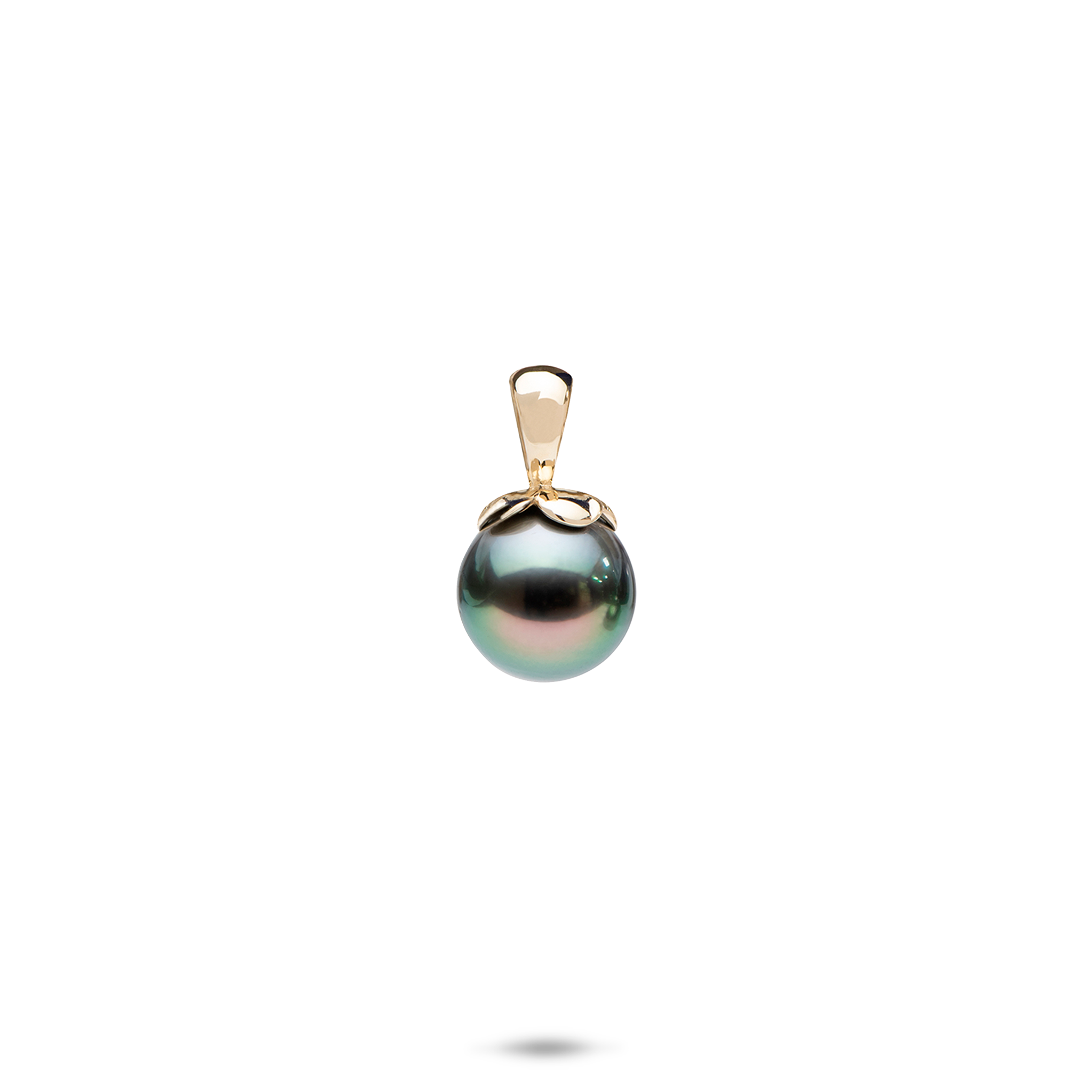 Pearls in Bloom Plumeria Tahitian Black Pearl Pendant in Gold - 8-9mm