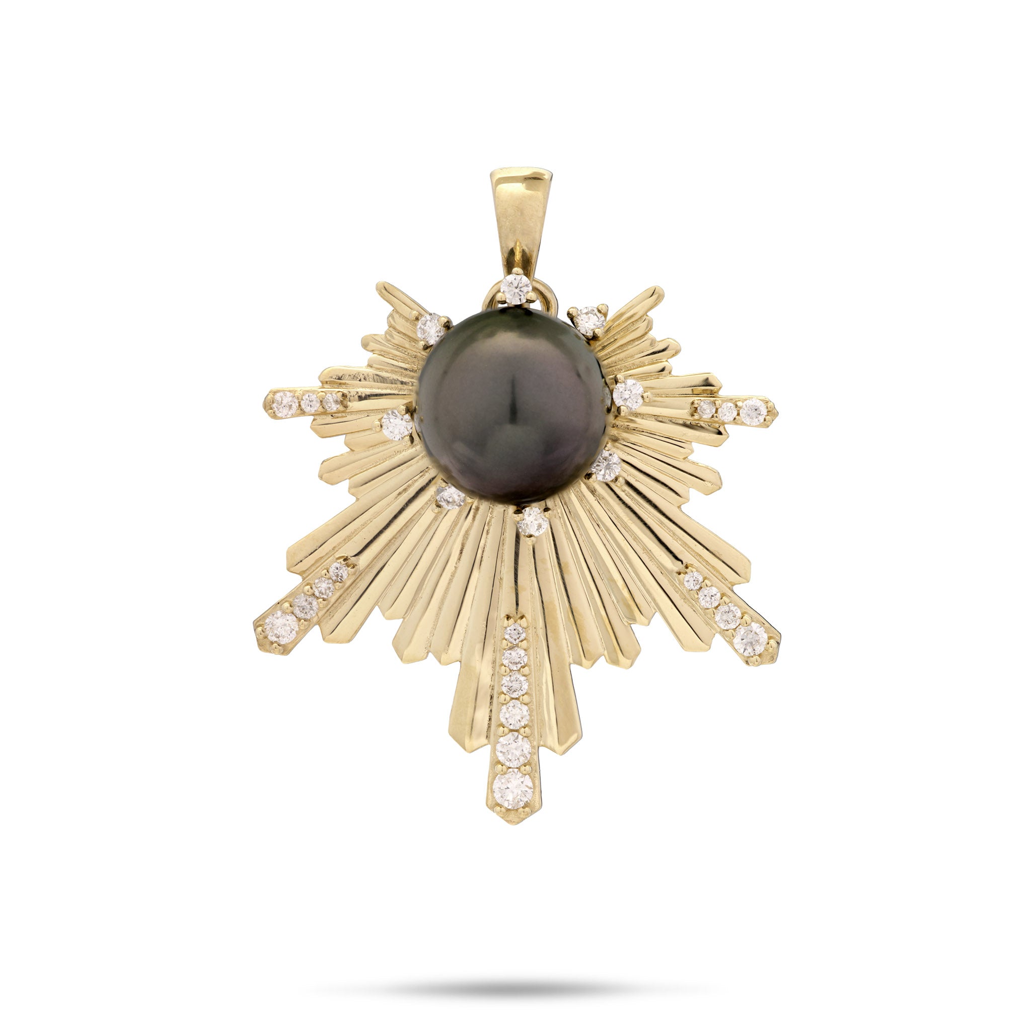 E Hoʻāla Tahitian Black Pearl Pendant in Gold with Diamonds - 27mm