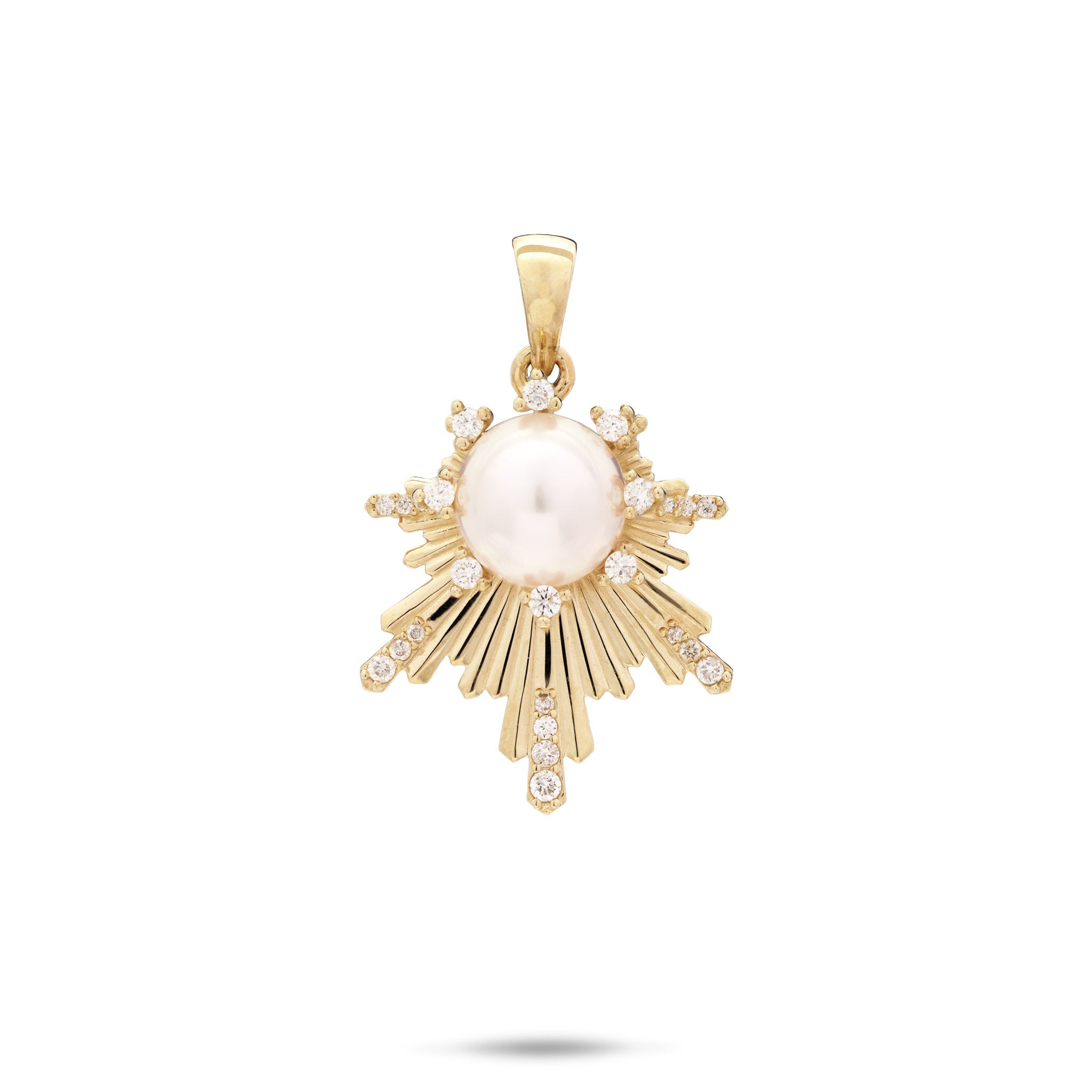 E Hoʻāla Akoya White Pearl Pendant in Gold with Diamonds - 21mm