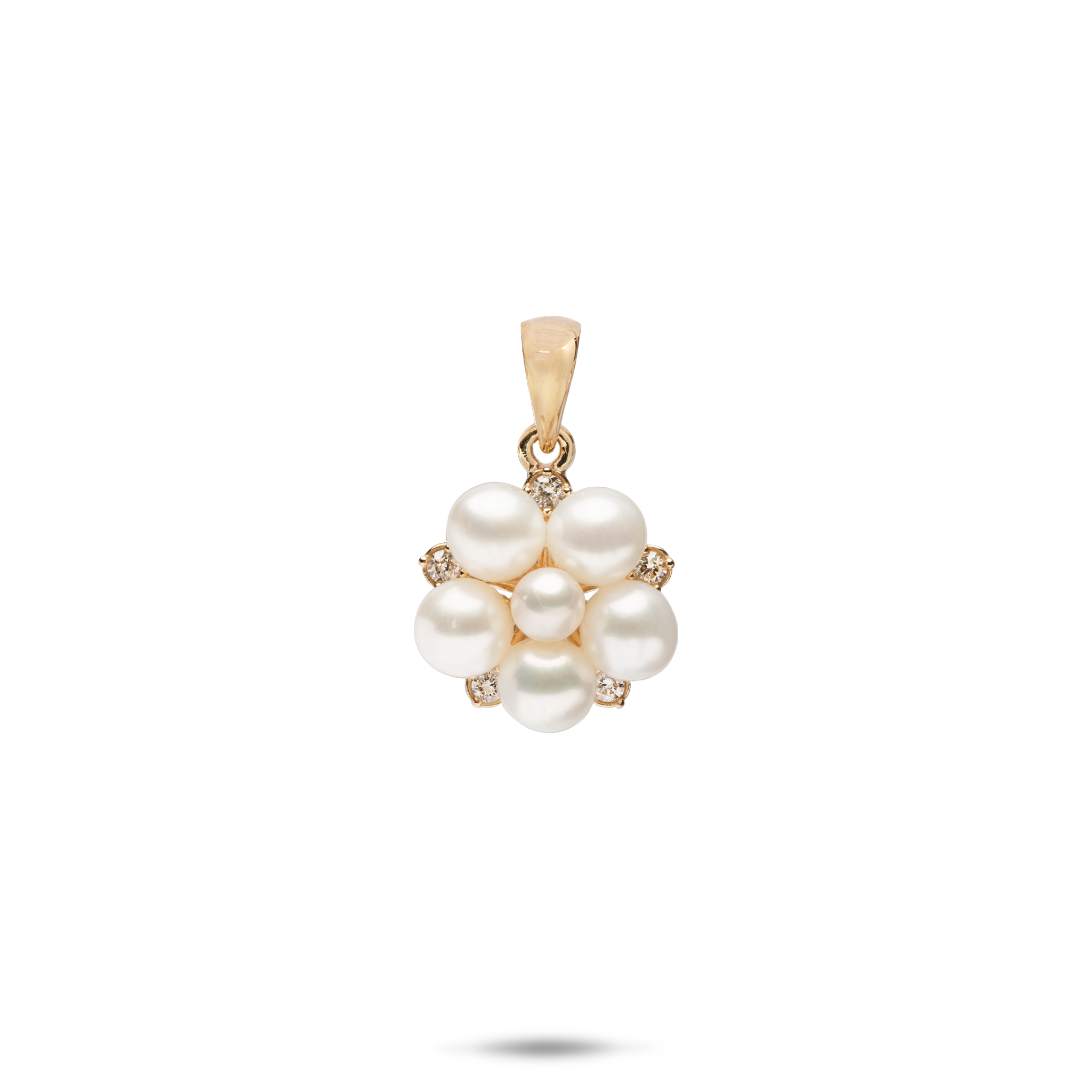 Tiny Bubbles Freshwater White Pearl Pendant in Gold with Diamonds