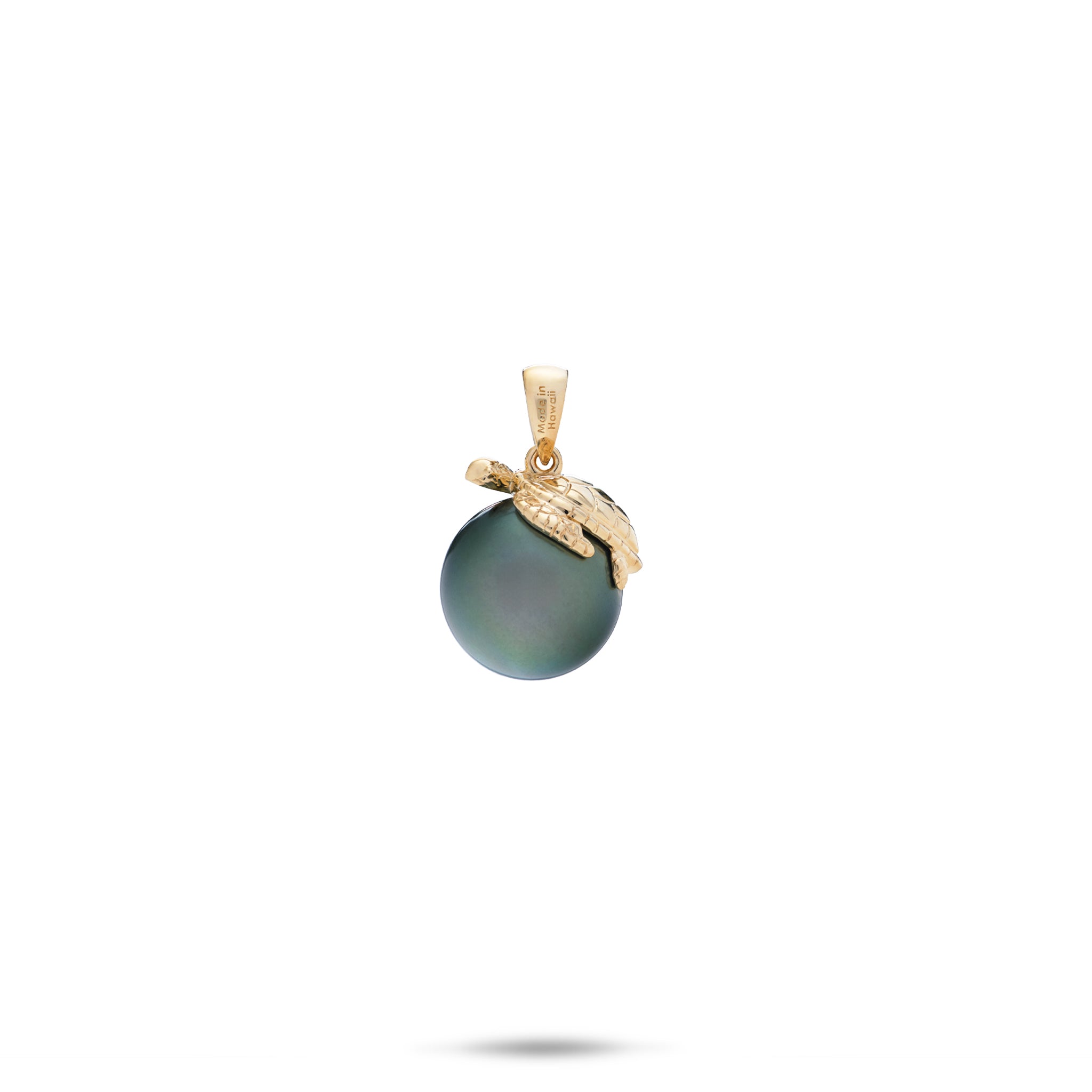 Honu Tahitian Black Pearl Pendant in Gold - 13-14mm
