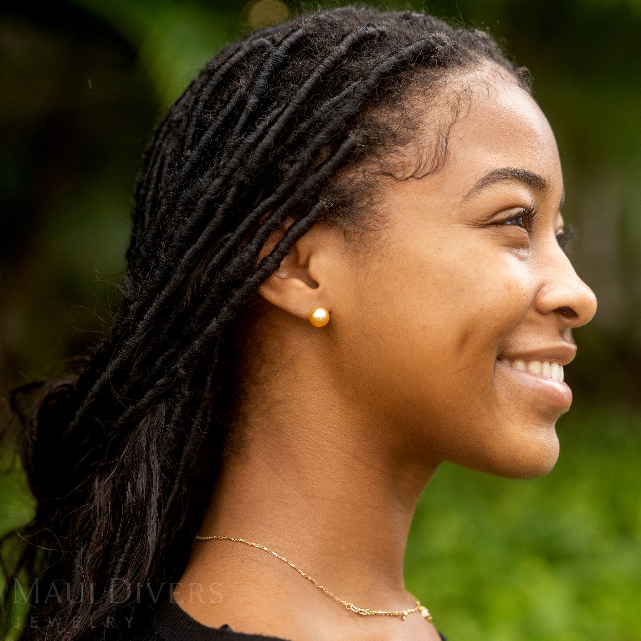South Sea Gold Pearl Earrings in Gold - 9-10mm
