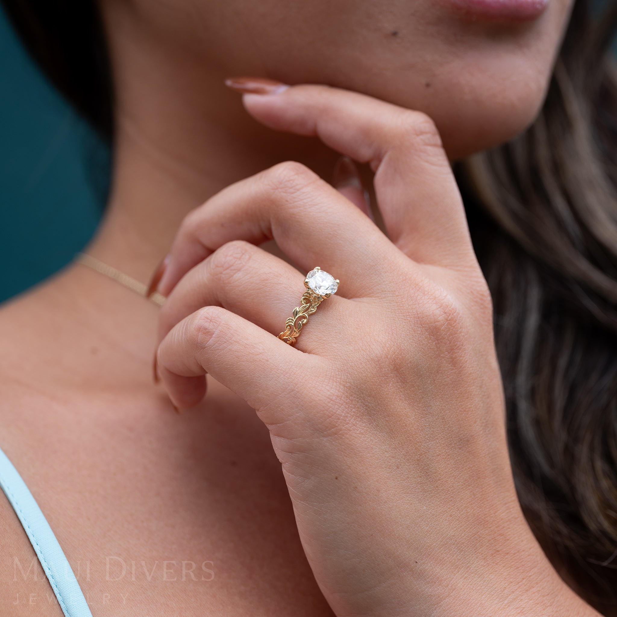 Living Heirloom Solitaire Lab Grown Diamond Engagement Ring in Gold