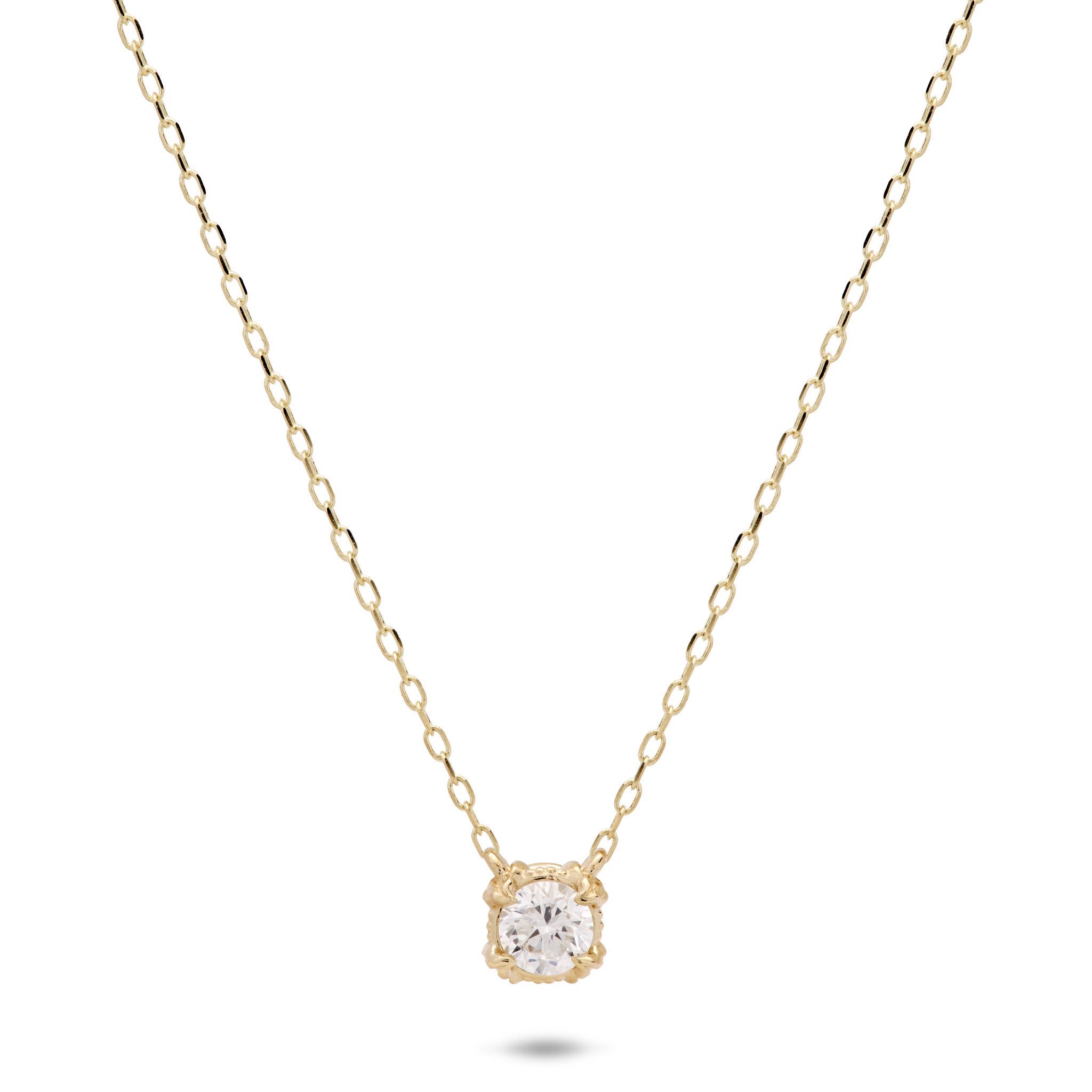 Hidden Hawaiʻi Maile Lab Grown Diamond Necklace in 14k Yellow Gold on a white background