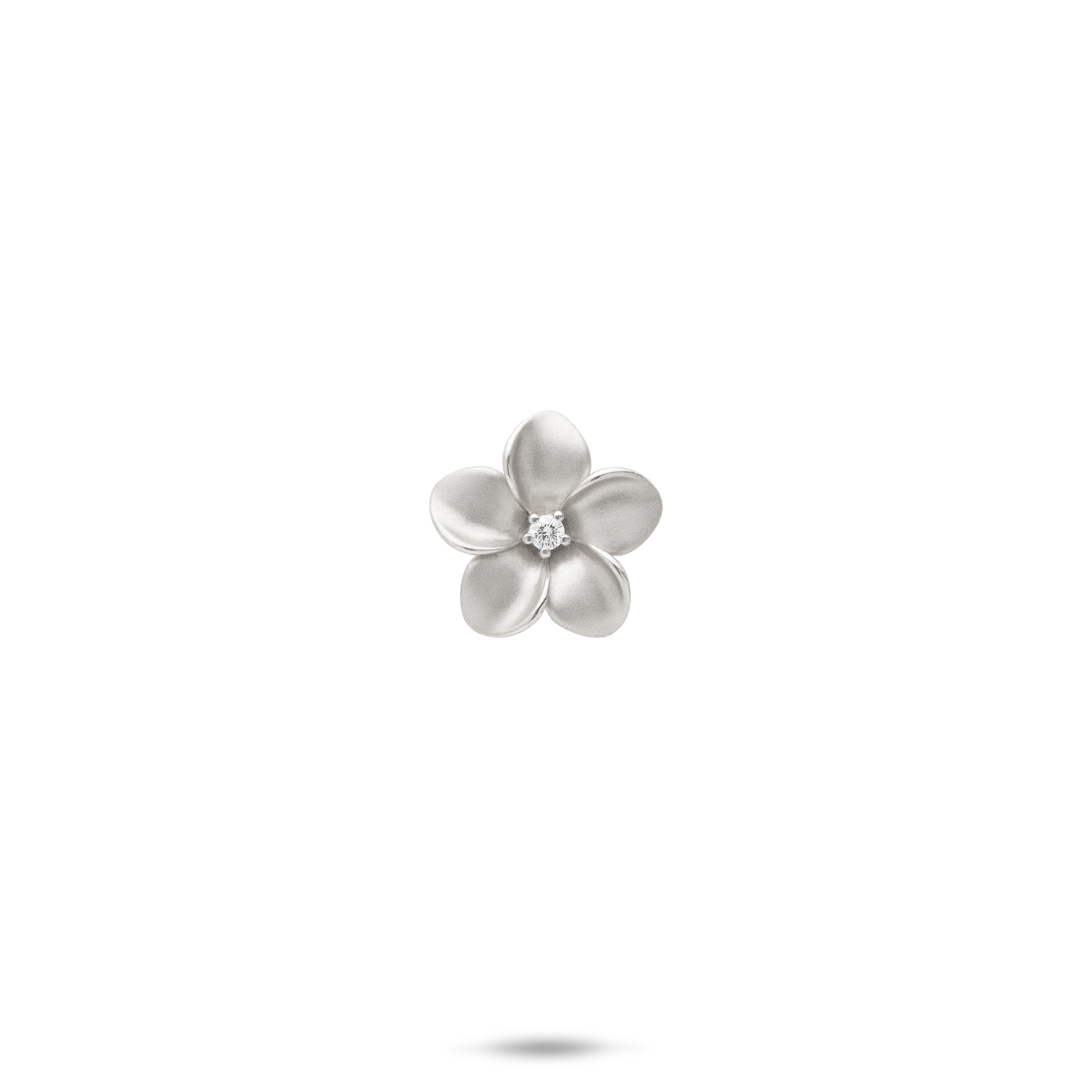 Plumeria Pendant in White Gold with Diamond - 11mm