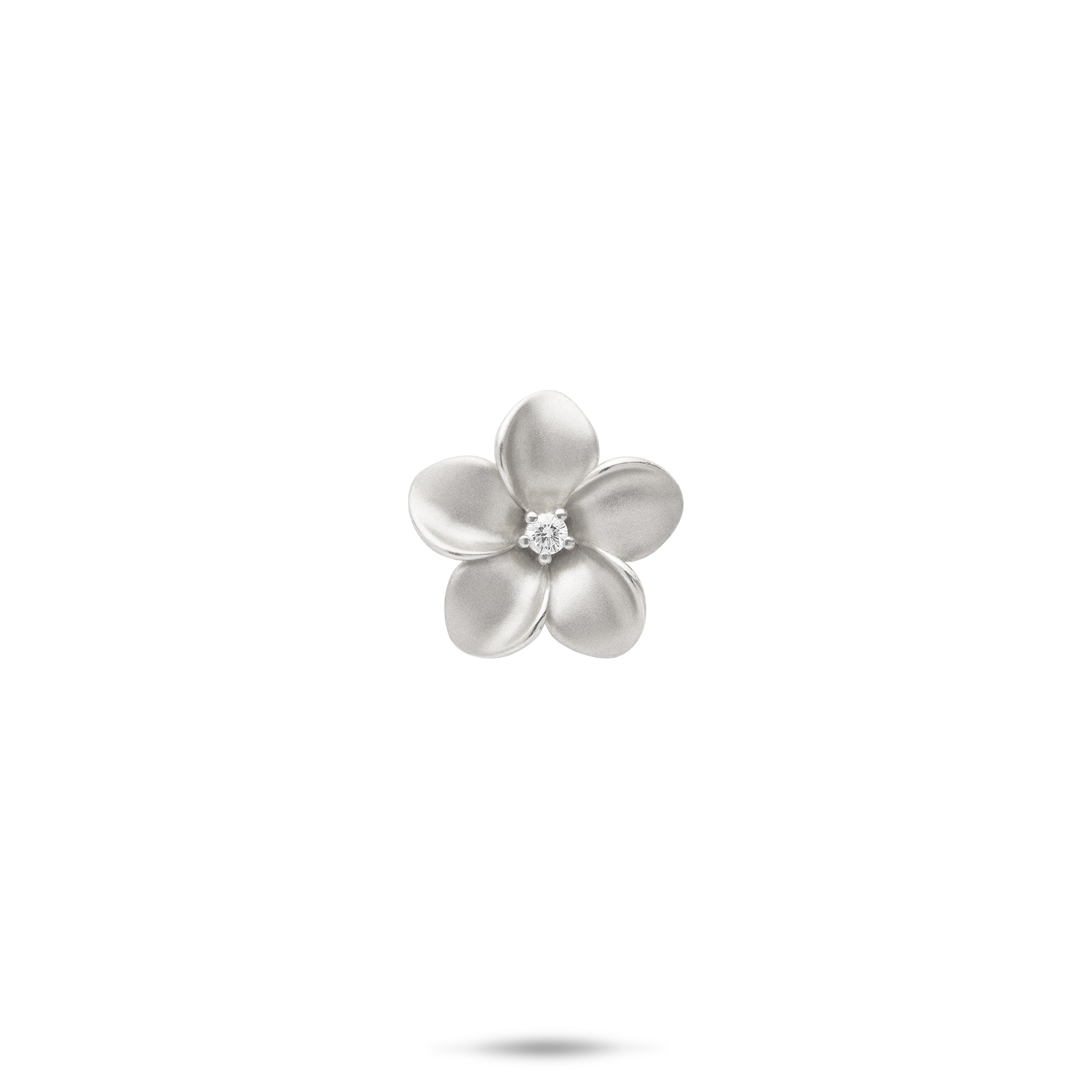 Plumeria Pendant in White Gold with Diamond - 13mm