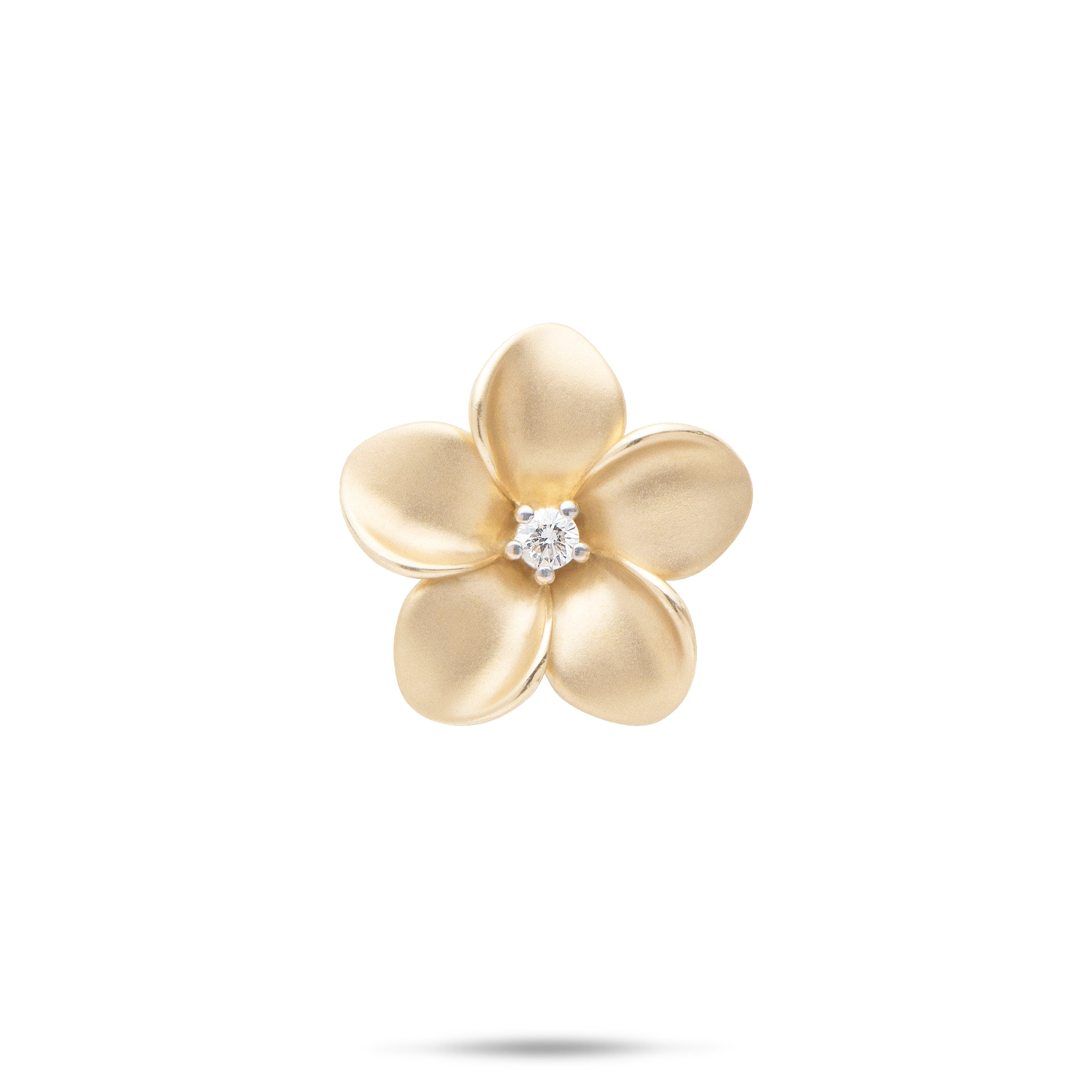 Plumeria-Anhänger in Gold mit Diamant – 20 mm