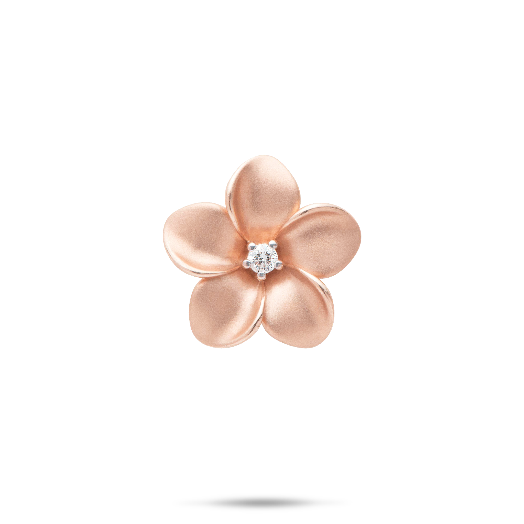 Plumeria-Anhänger in Roségold mit Diamant – 20 mm
