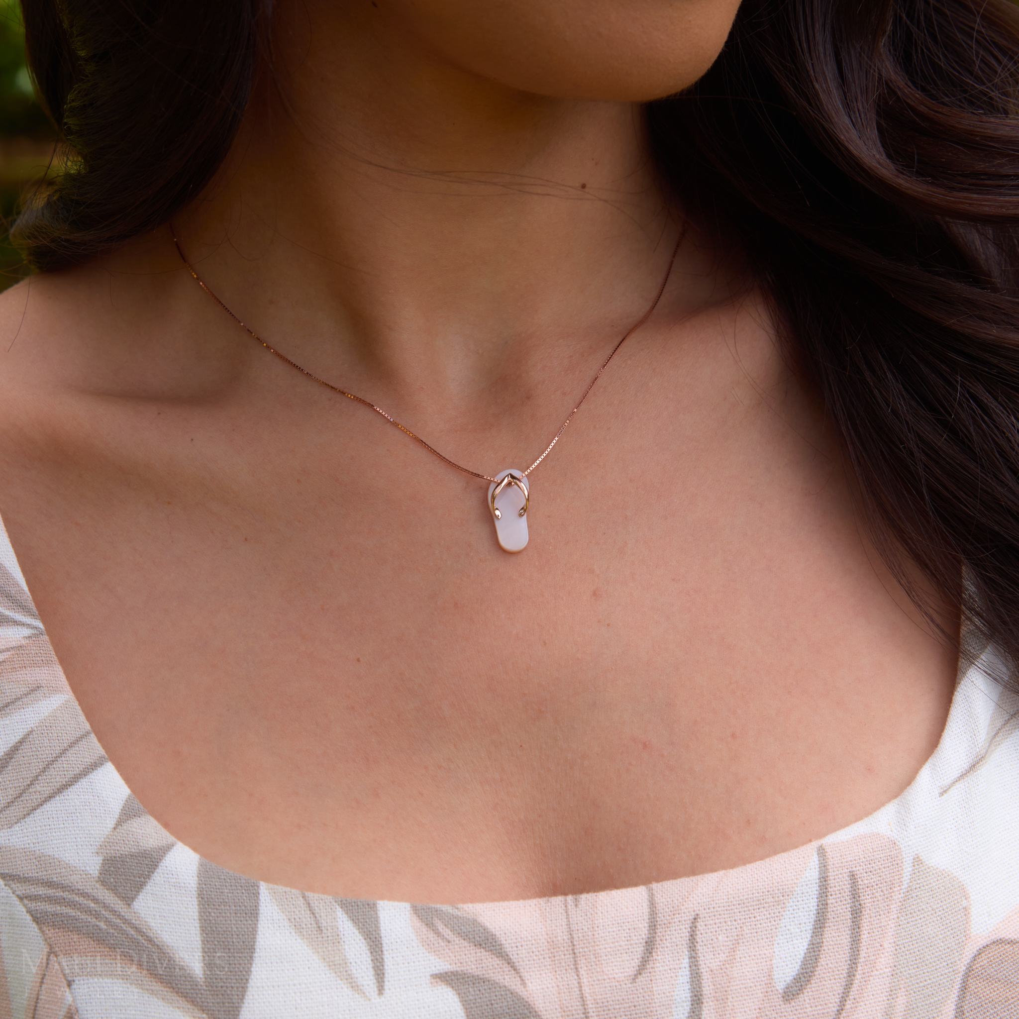 Pink Mother of Pearl Slipper Pendant in Rose Gold - 19mm
