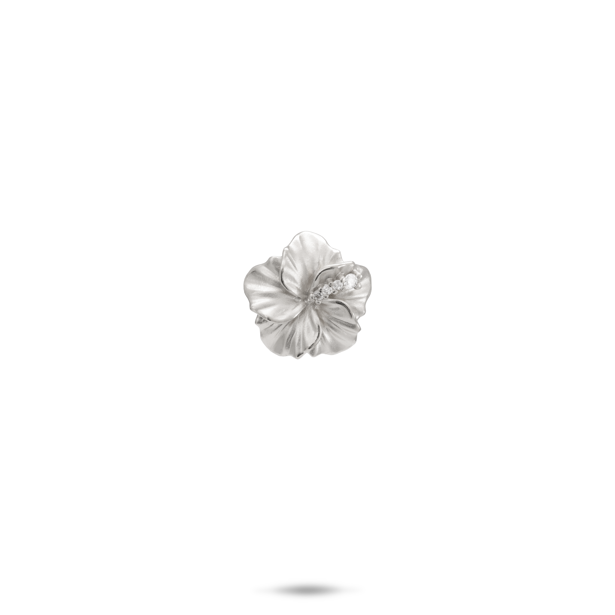 Hawaiian Gardens Hibiscus Pendant in White Gold with Diamonds - 11mm