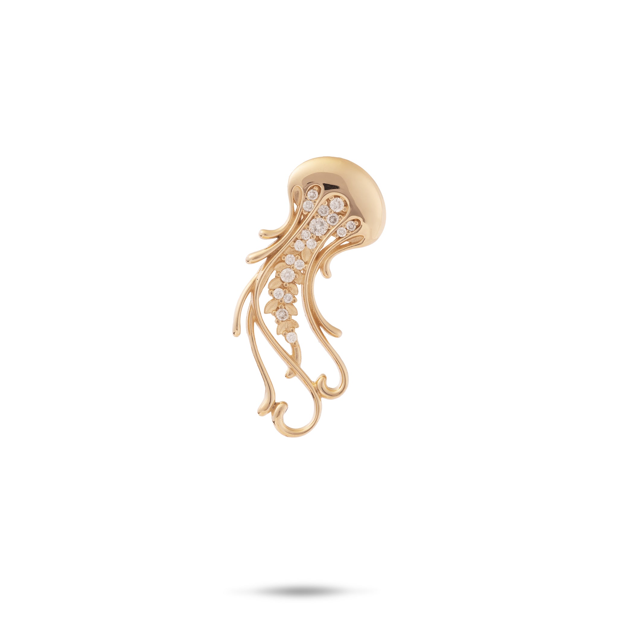 Ocean Dance Jellyfish-Anhänger in Gold mit Diamanten – 24 mm
