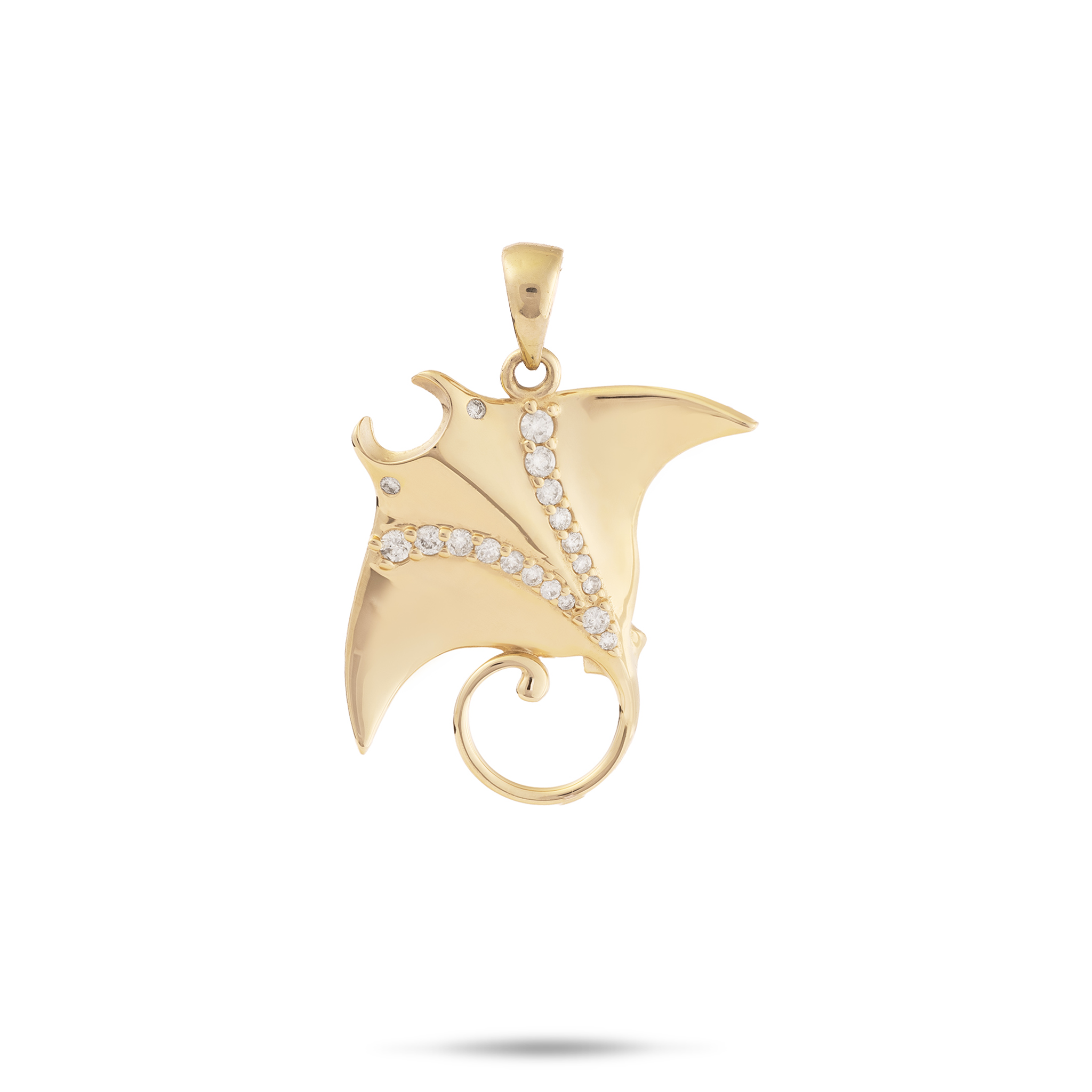 Ocean Dance Mantarochen-Anhänger in Gold mit Diamanten – 21 mm