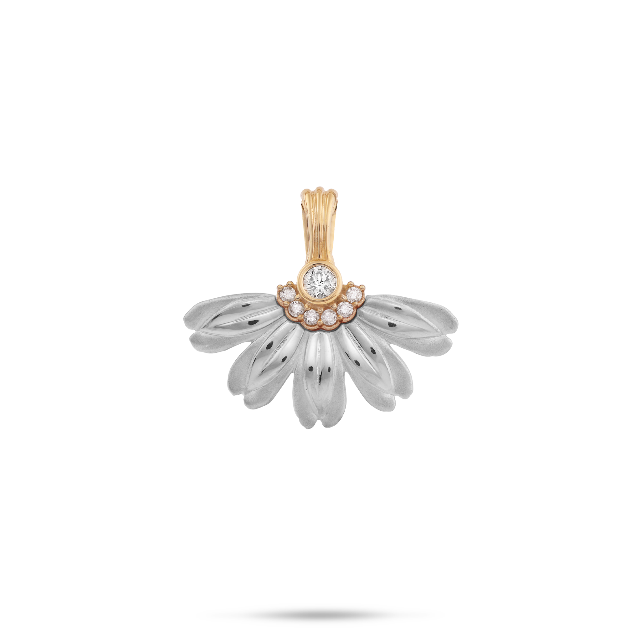 Beach Naupaka Pendant in Two Tone Gold with Diamonds - 20mm
