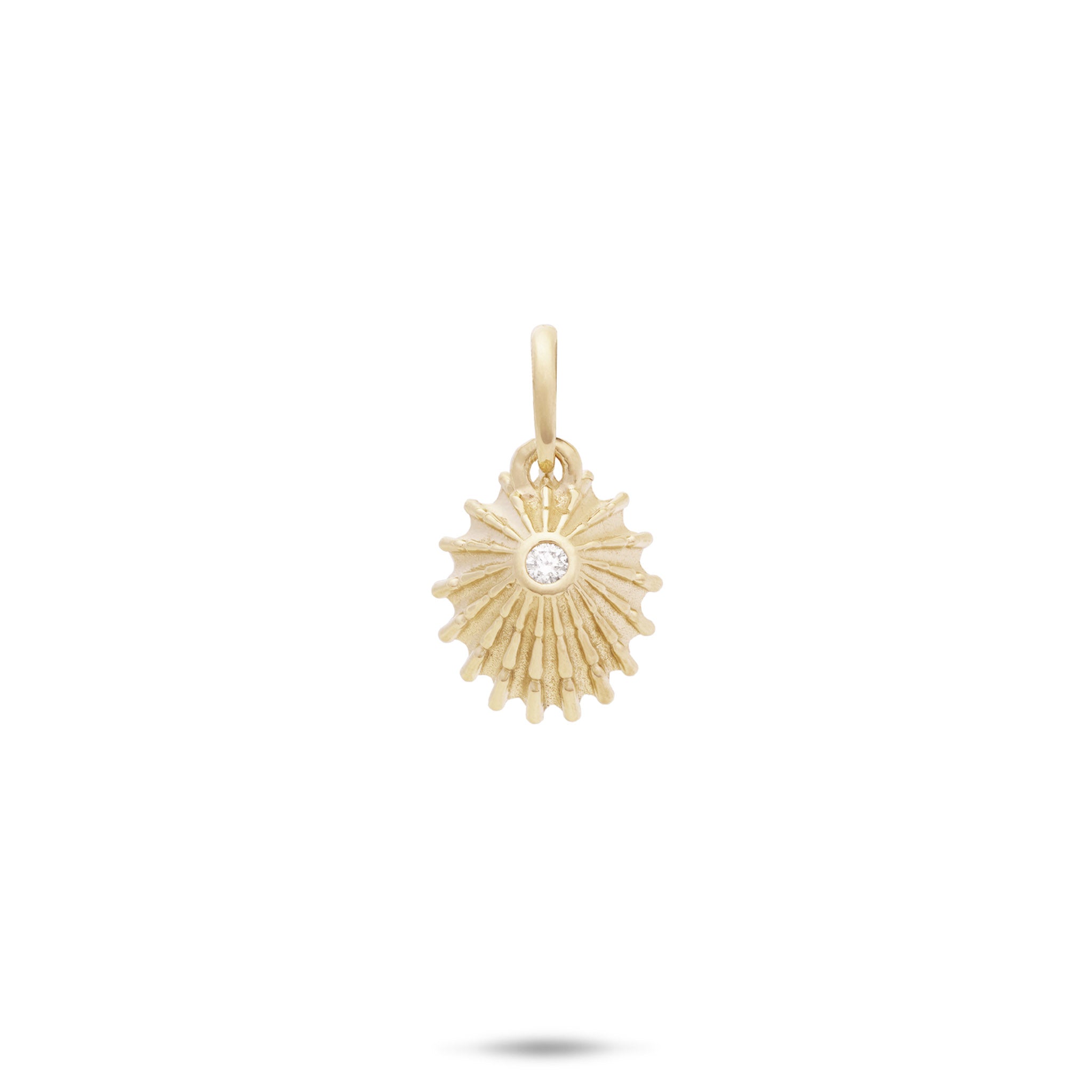 12mm ʻOpihi Pendant in Gold with Diamond in center on white background