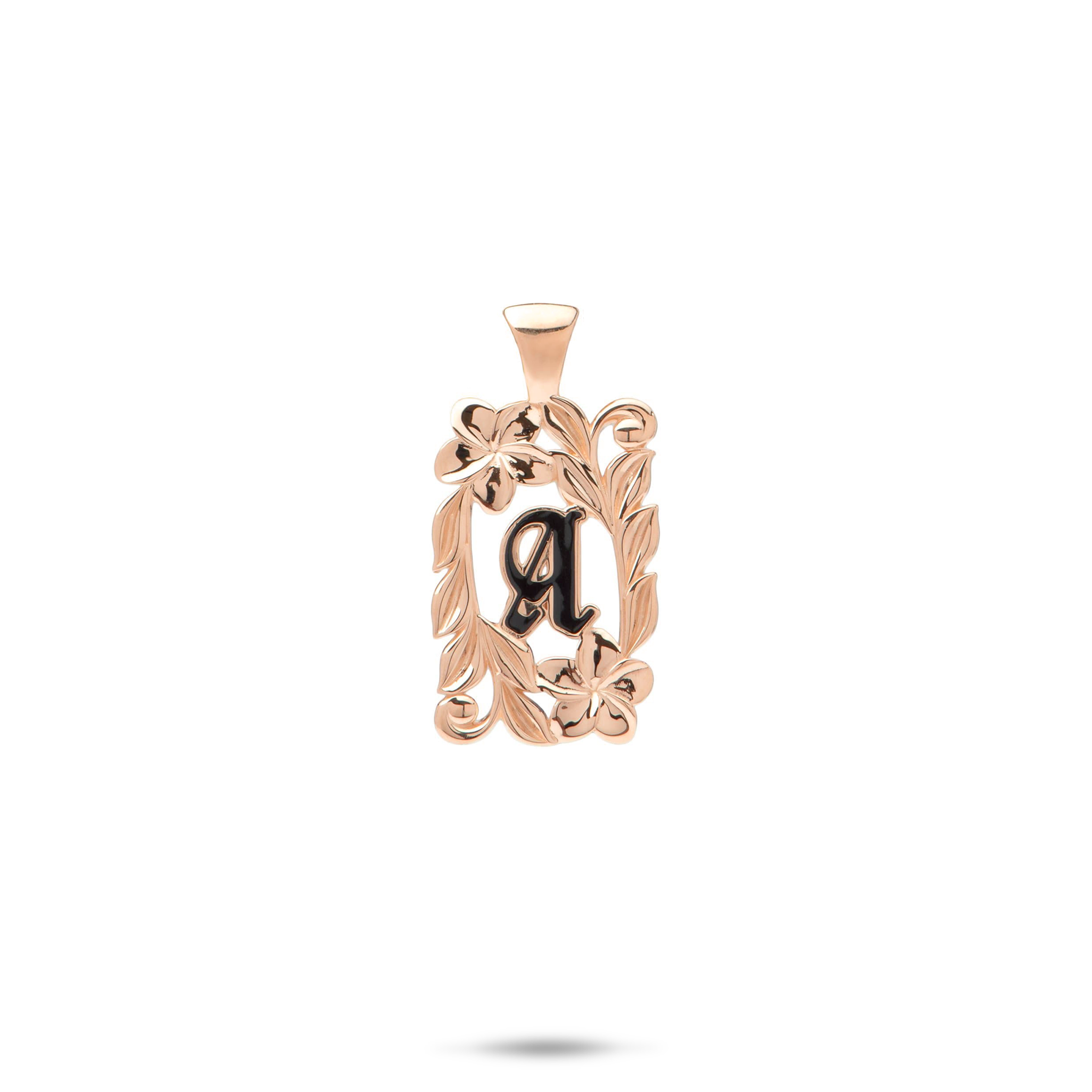 Special Order Hawaiian Heirloom Plumeria Initial Pendant in Gold - 17mm