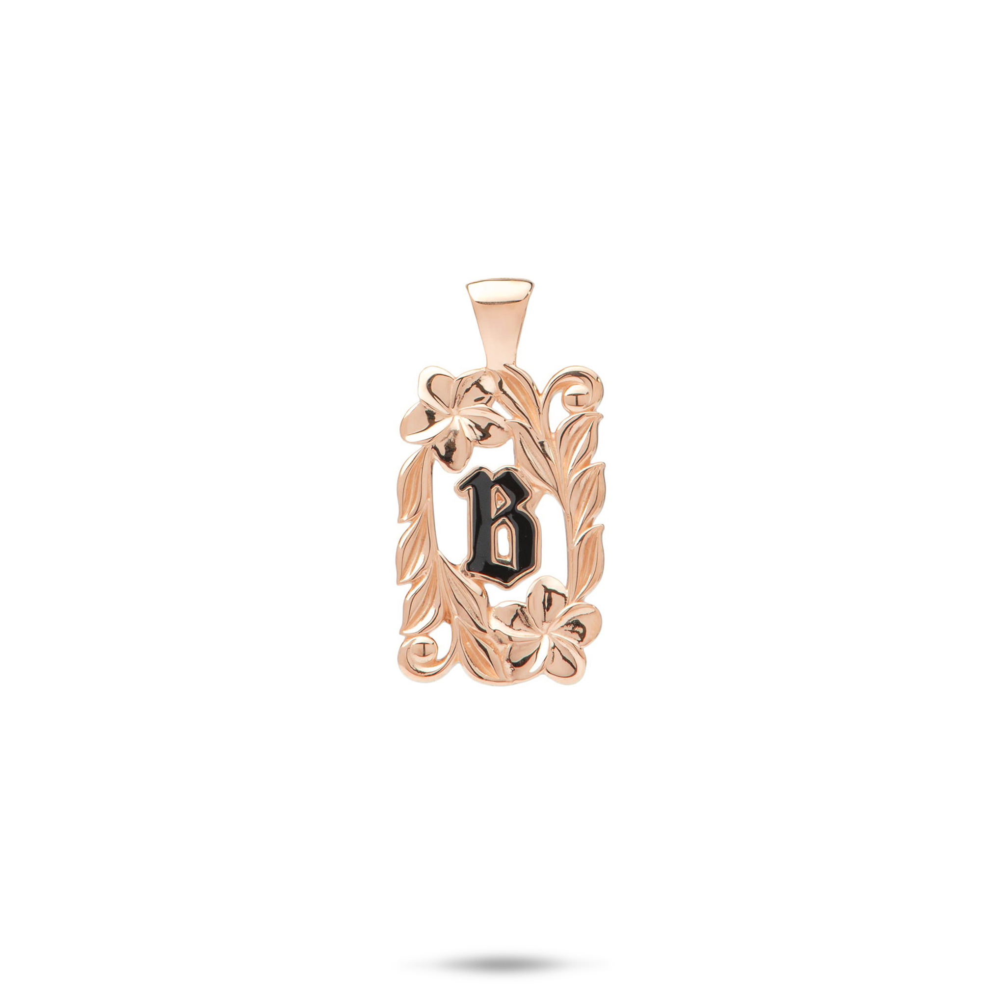 Special Order Hawaiian Heirloom Plumeria Initial Pendant in Gold - 17mm