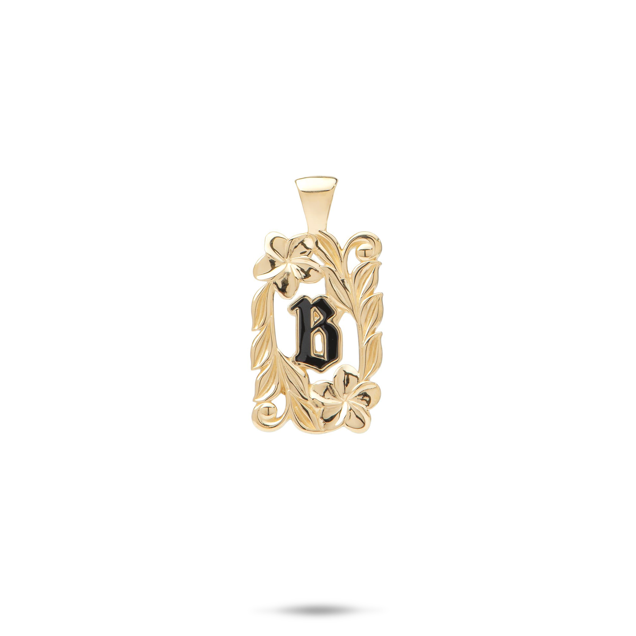 Special Order Hawaiian Heirloom Plumeria Initial Pendant in Gold - 17mm
