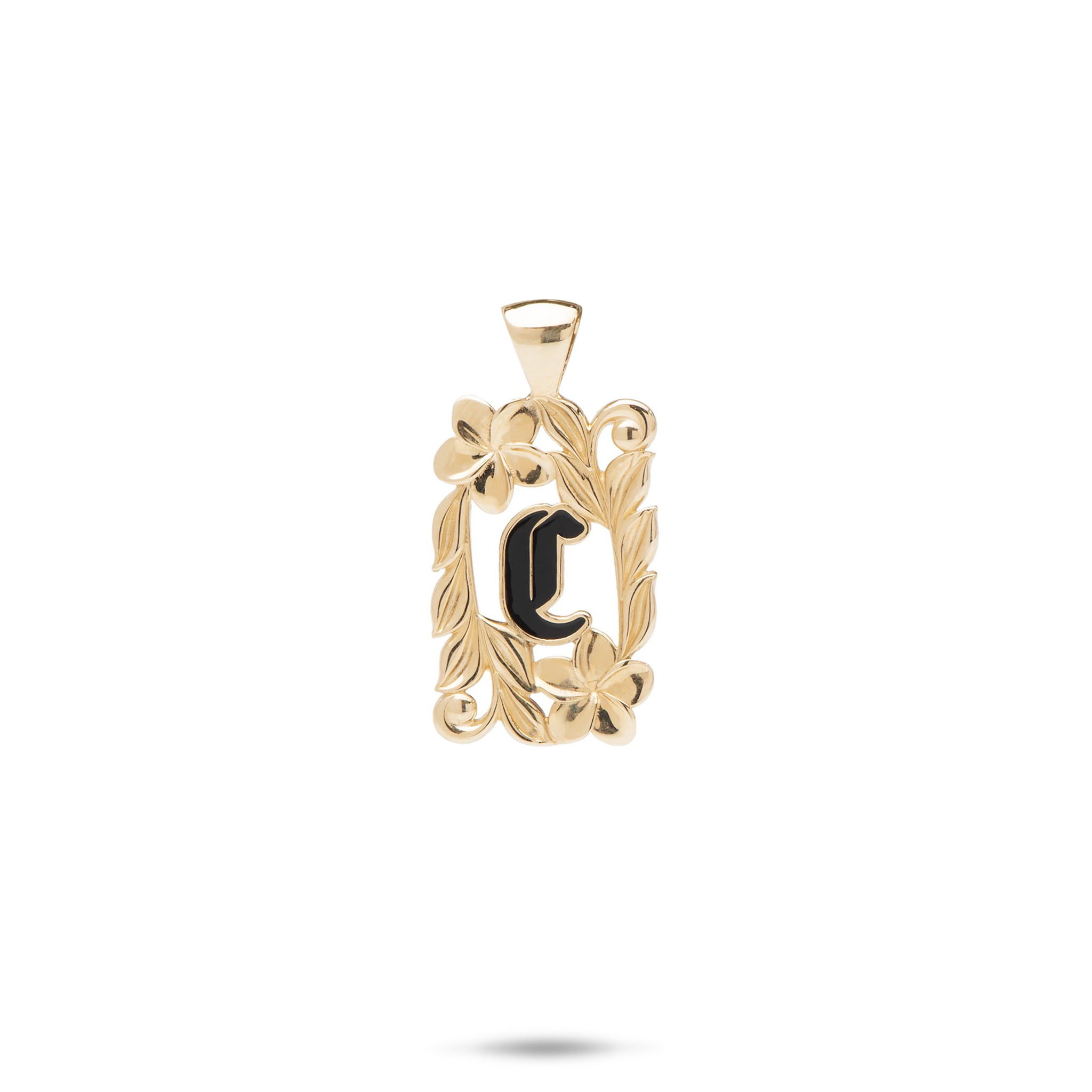Special Order Hawaiian Heirloom Plumeria Initial Pendant in Gold - 17mm