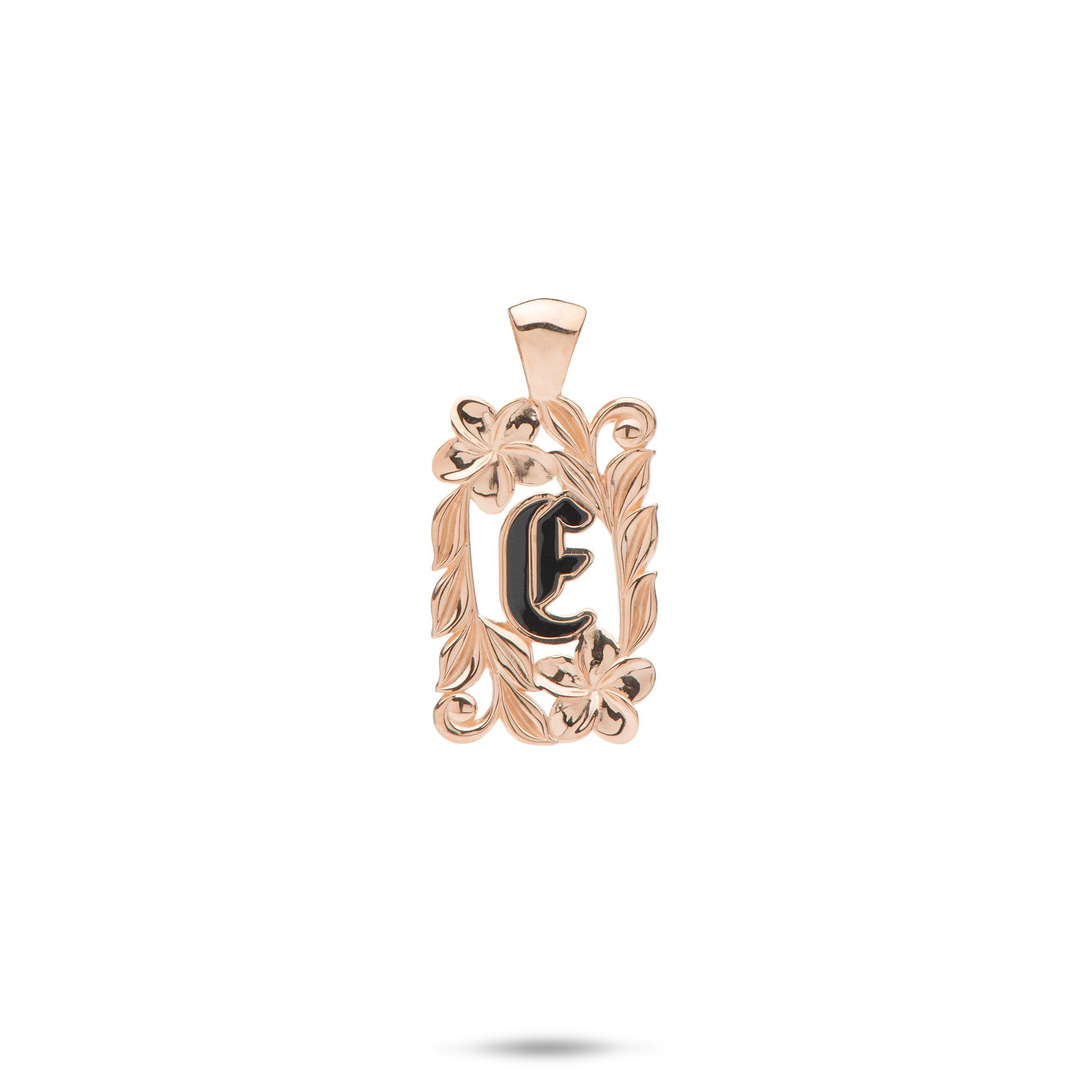 Special Order Hawaiian Heirloom Plumeria Initial Pendant in Gold - 17mm