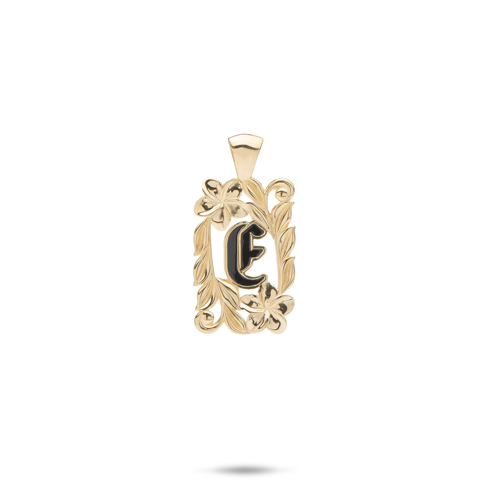 Special Order Hawaiian Heirloom Plumeria Initial Pendant in Gold - 17mm