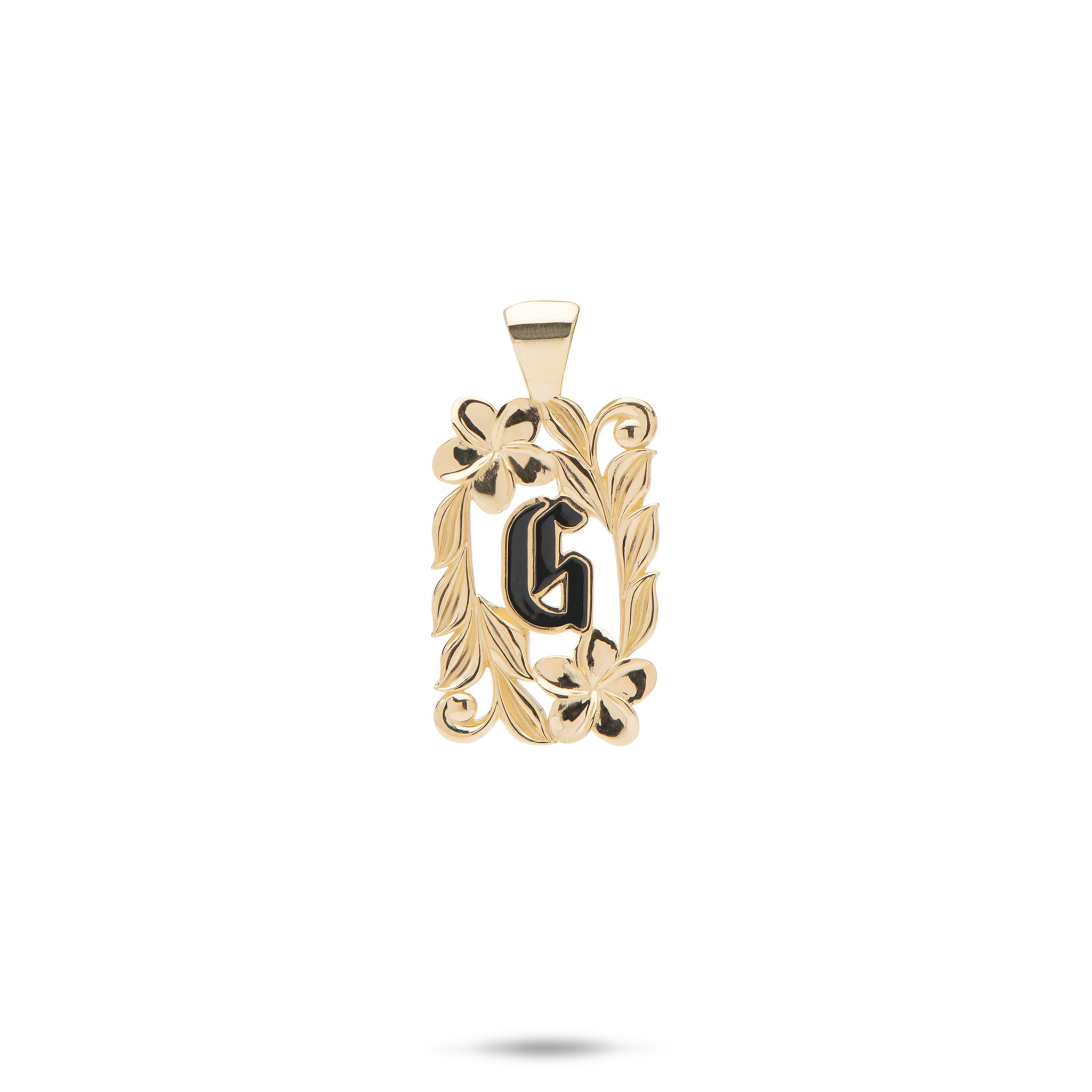 Special Order Hawaiian Heirloom Plumeria Initial Pendant in Gold - 17mm