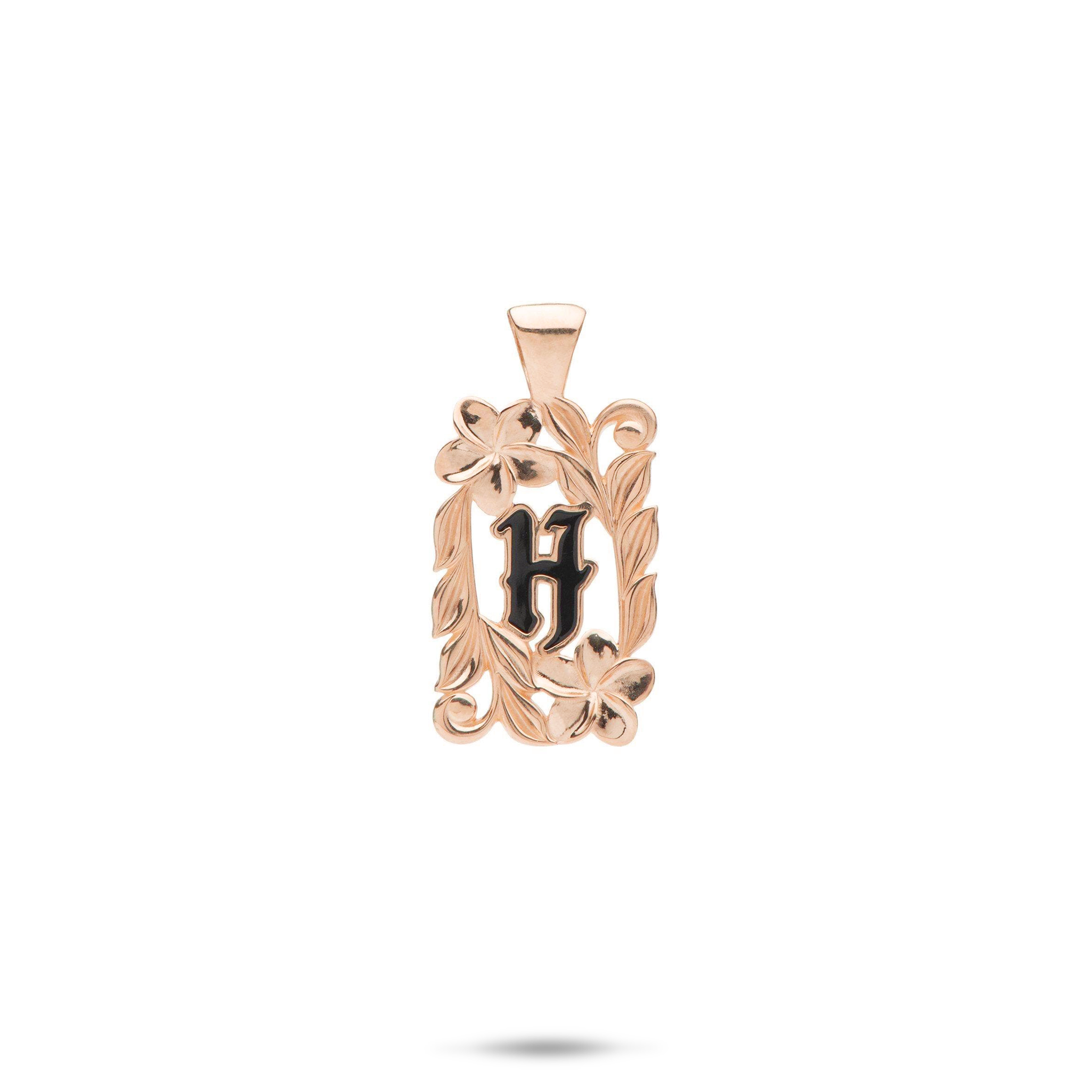 Special Order Hawaiian Heirloom Plumeria Initial Pendant in Gold - 17mm