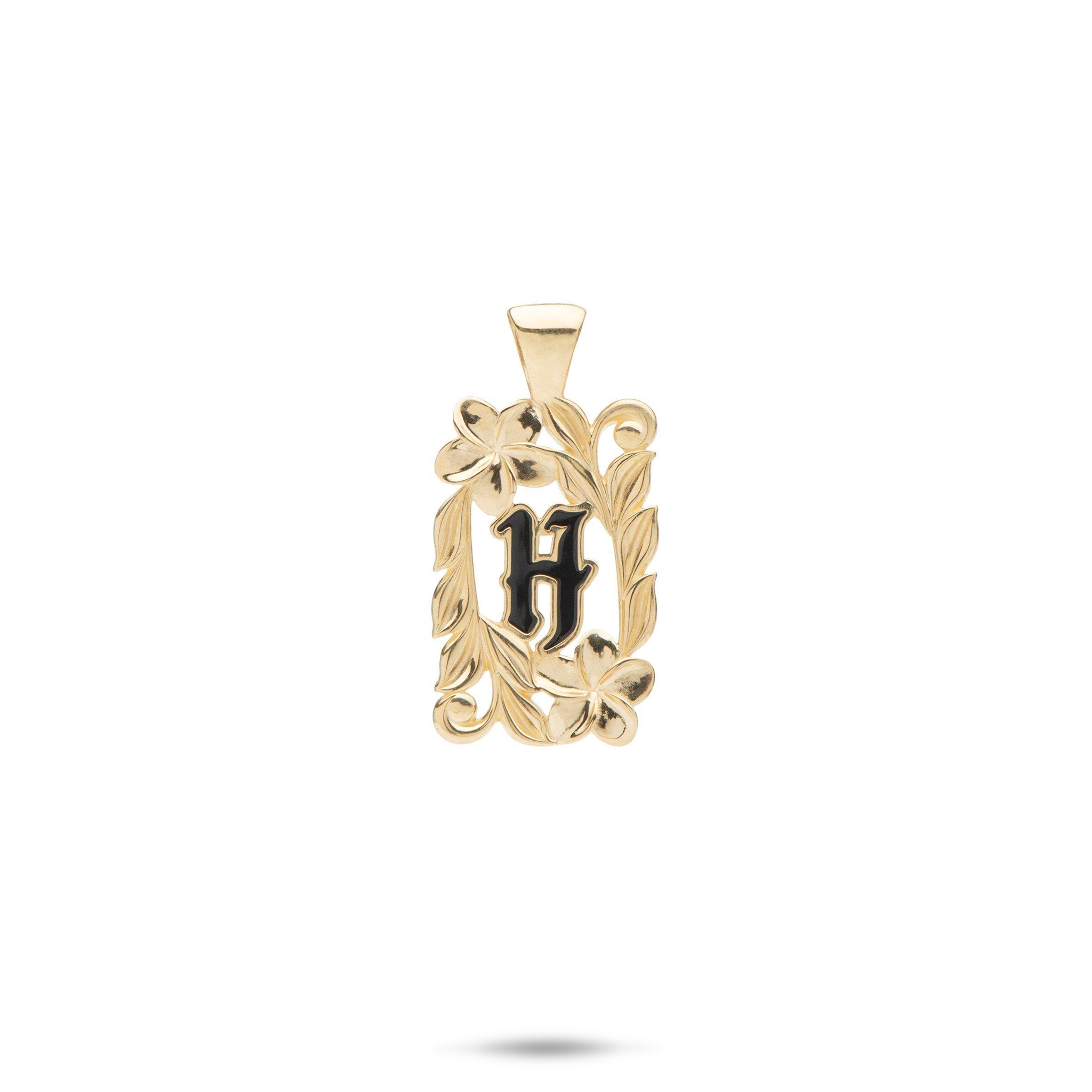 Special Order Hawaiian Heirloom Plumeria Initial Pendant in Gold - 17mm
