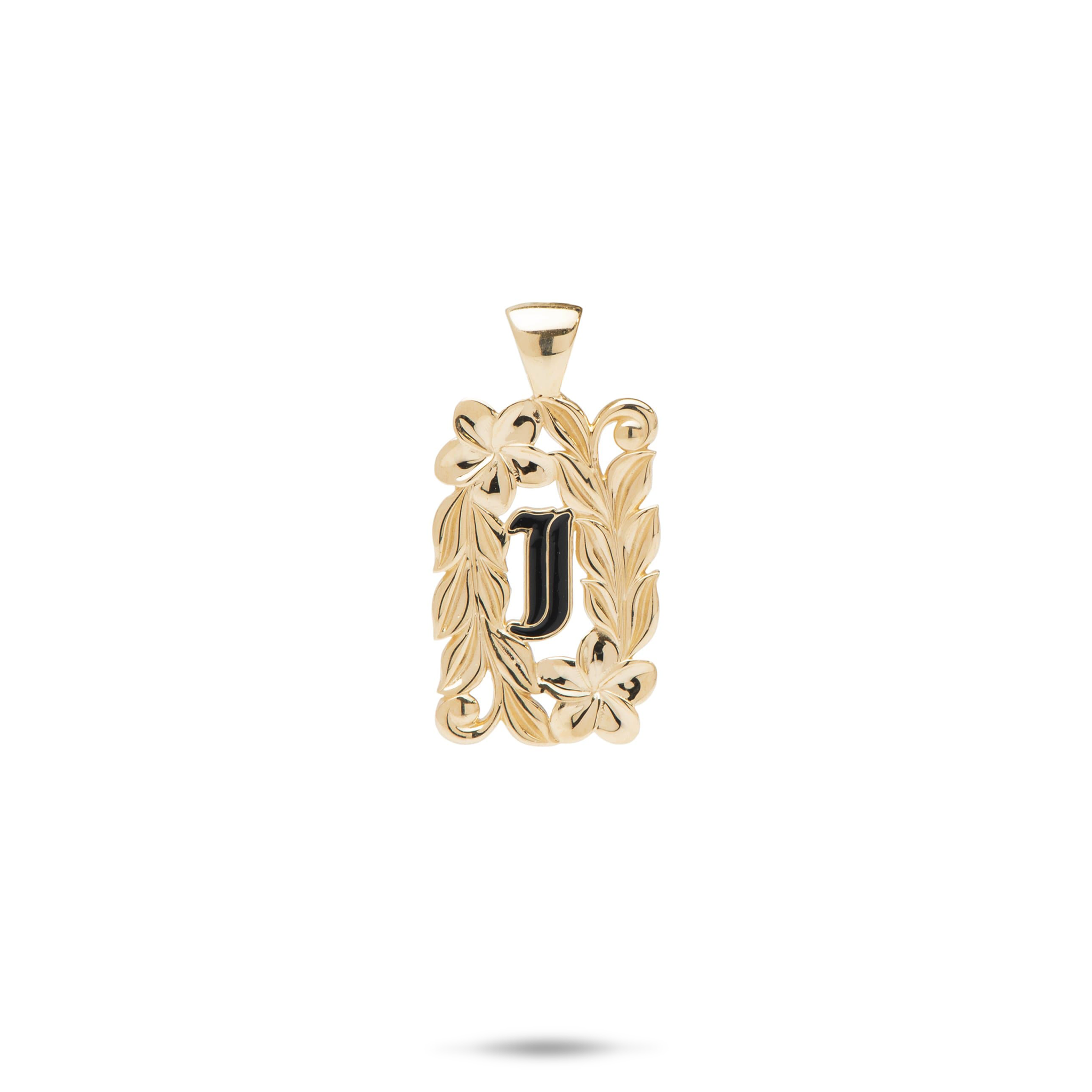 Special Order Hawaiian Heirloom Plumeria Initial Pendant in Gold - 17mm
