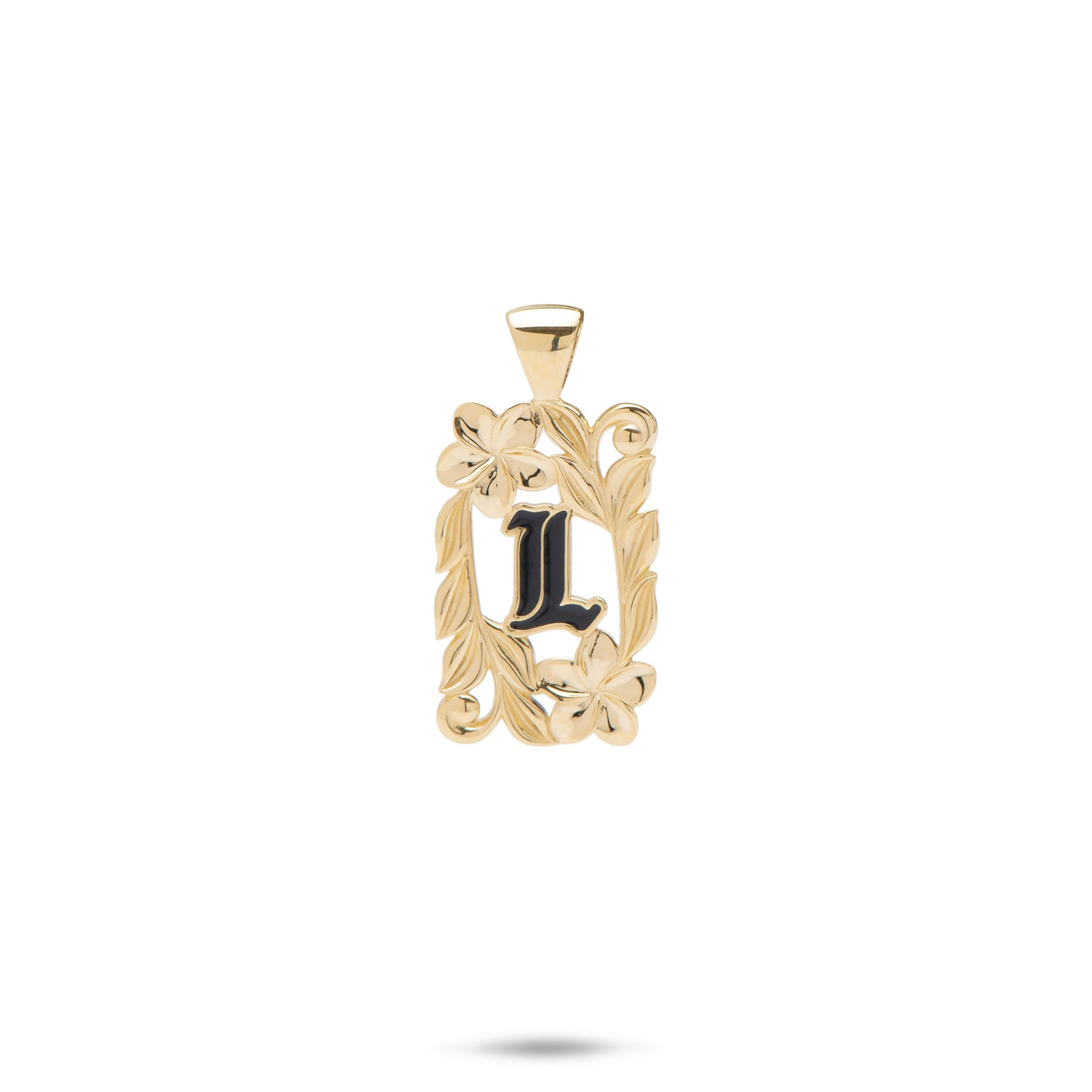 Special Order Hawaiian Heirloom Plumeria Initial Pendant in Gold - 17mm