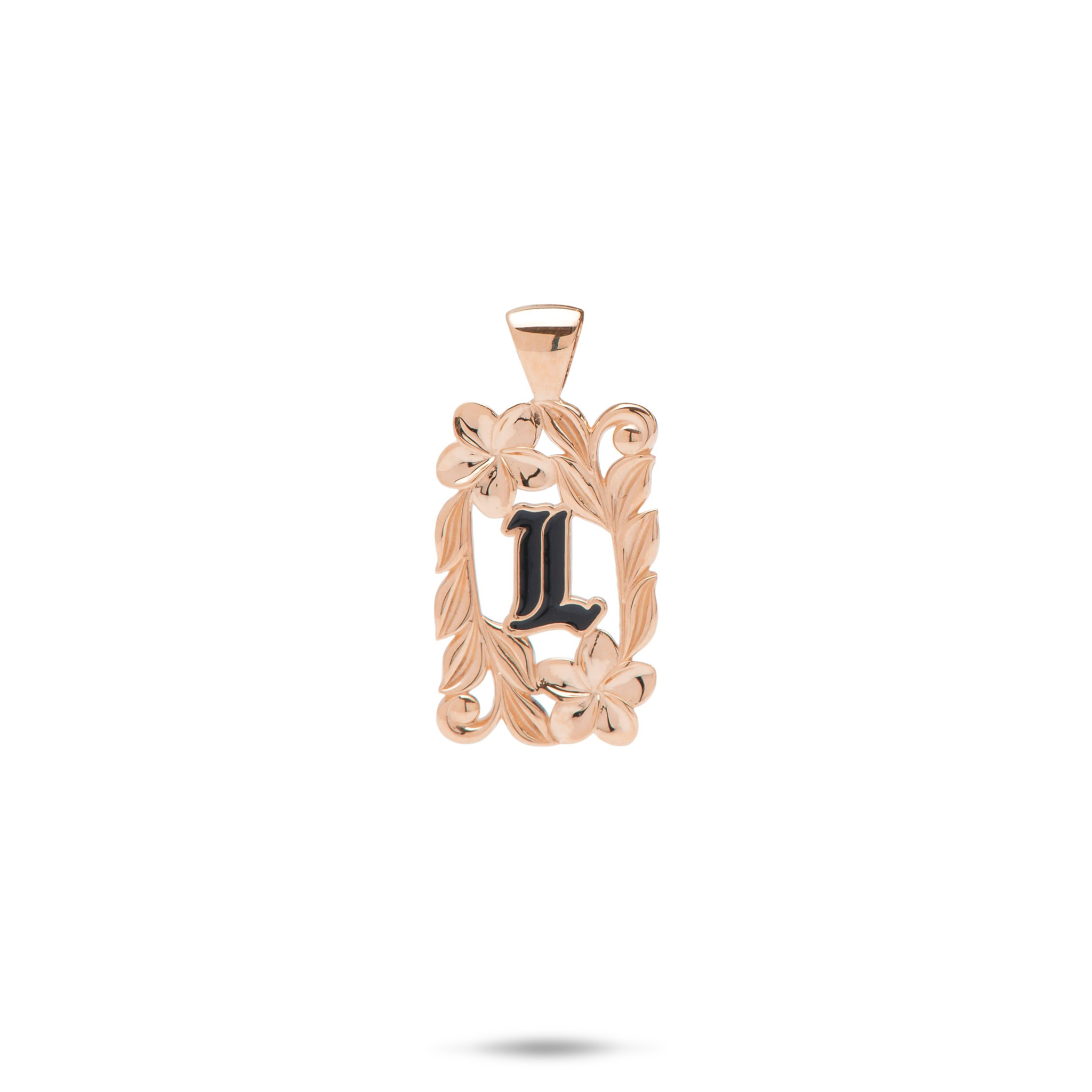 Special Order Hawaiian Heirloom Plumeria Initial Pendant in Gold - 17mm