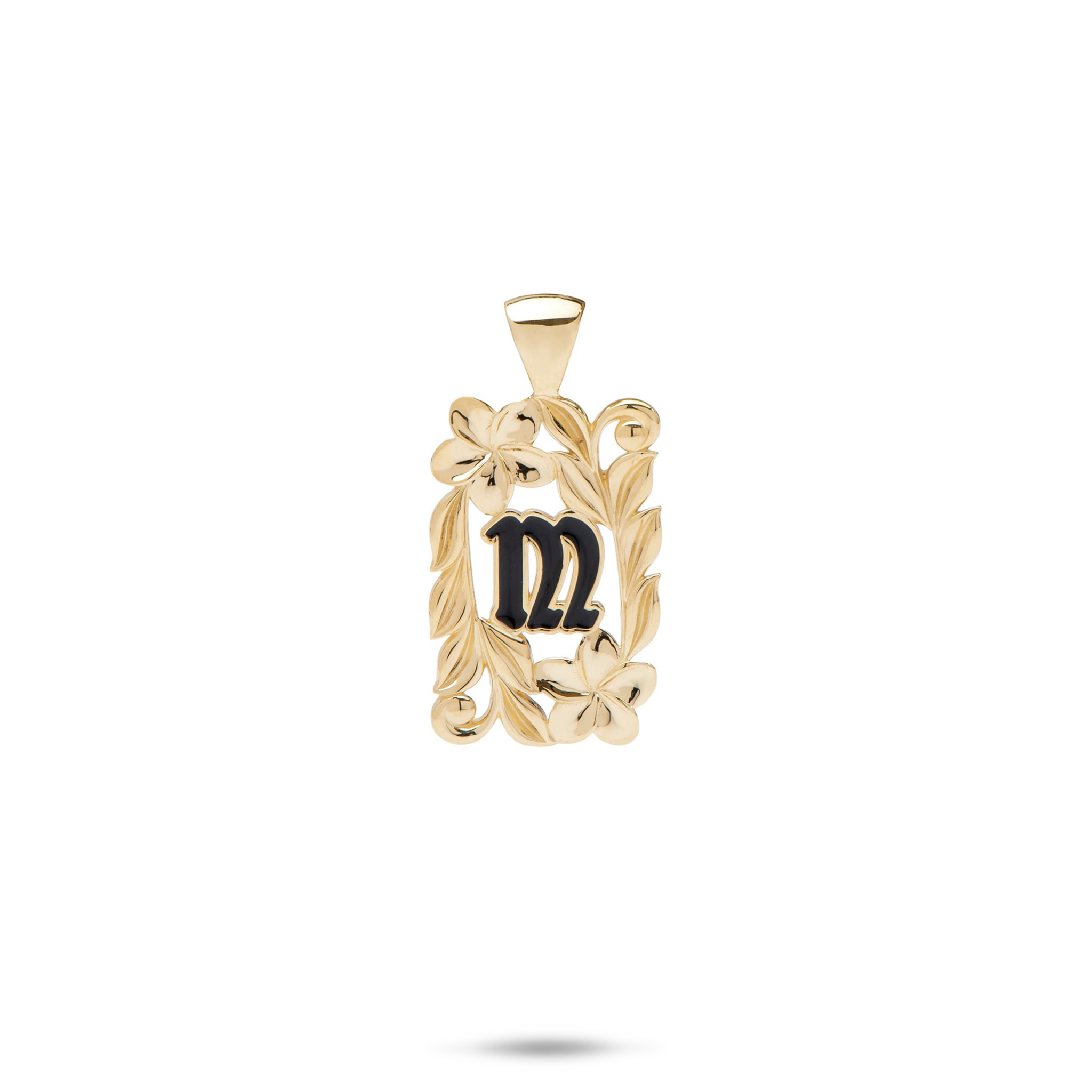 Special Order Hawaiian Heirloom Plumeria Initial Pendant in Gold - 17mm