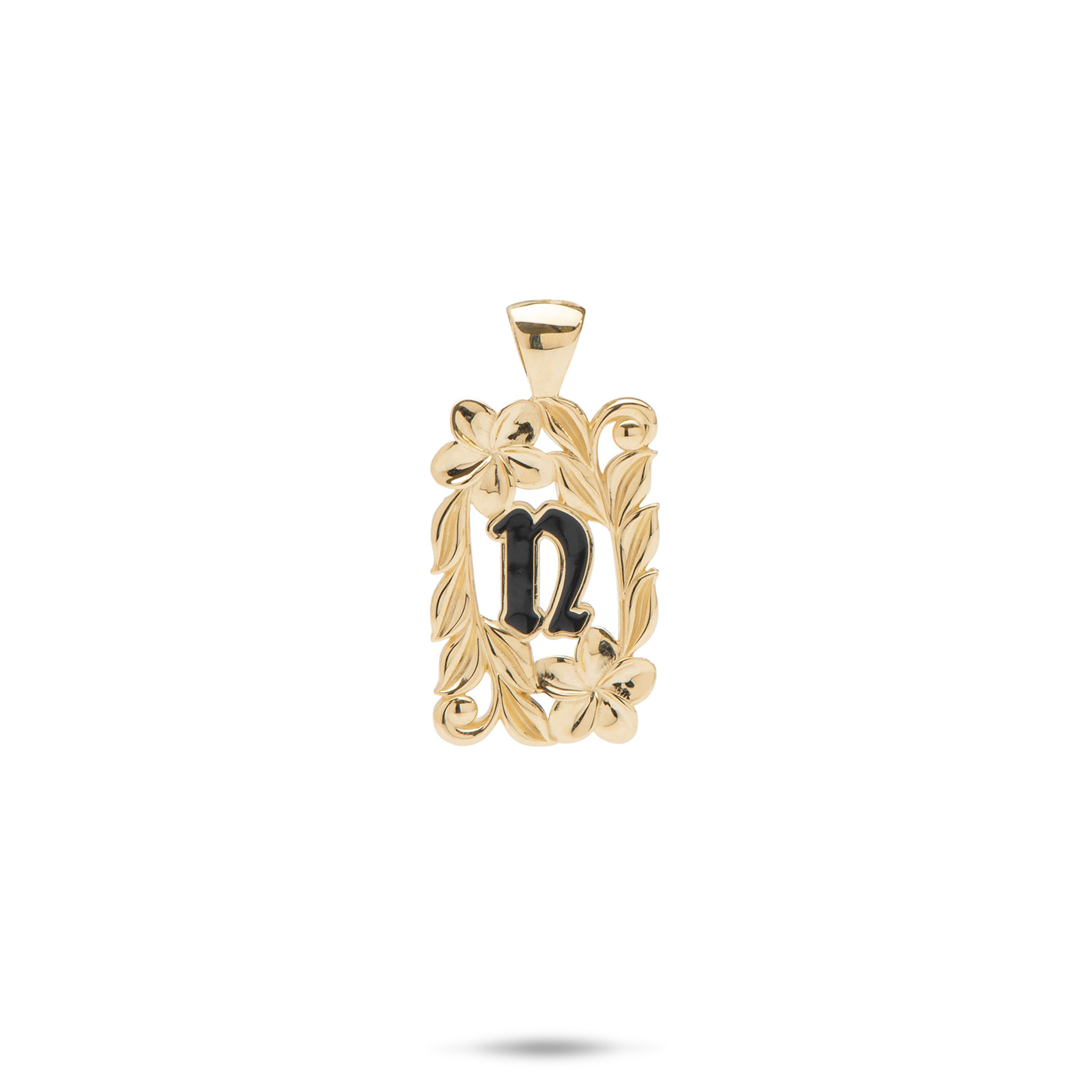 Special Order Hawaiian Heirloom Plumeria Initial Pendant in Gold - 17mm