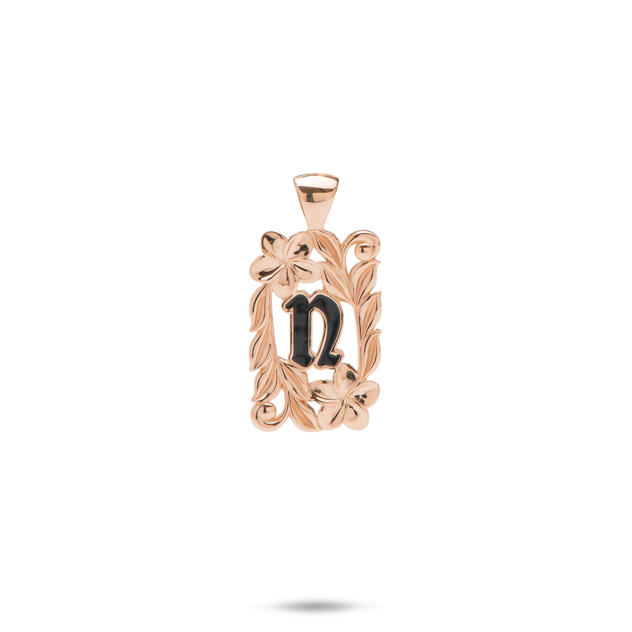 Special Order Hawaiian Heirloom Plumeria Initial Pendant in Gold - 17mm