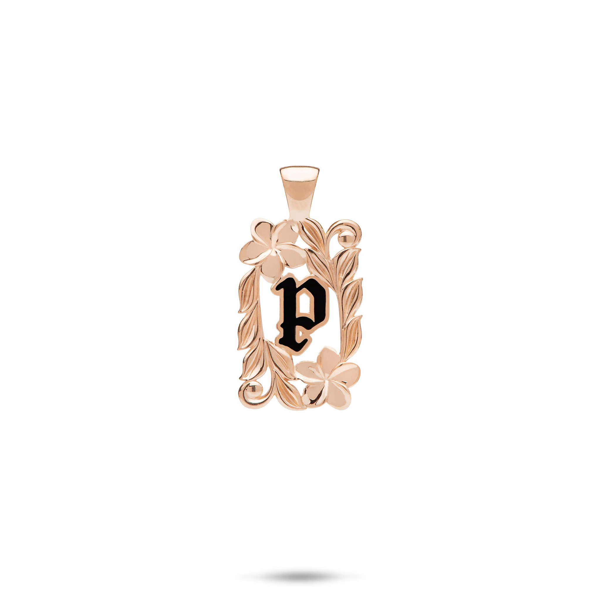 Special Order Hawaiian Heirloom Plumeria Initial Pendant in Gold - 17mm