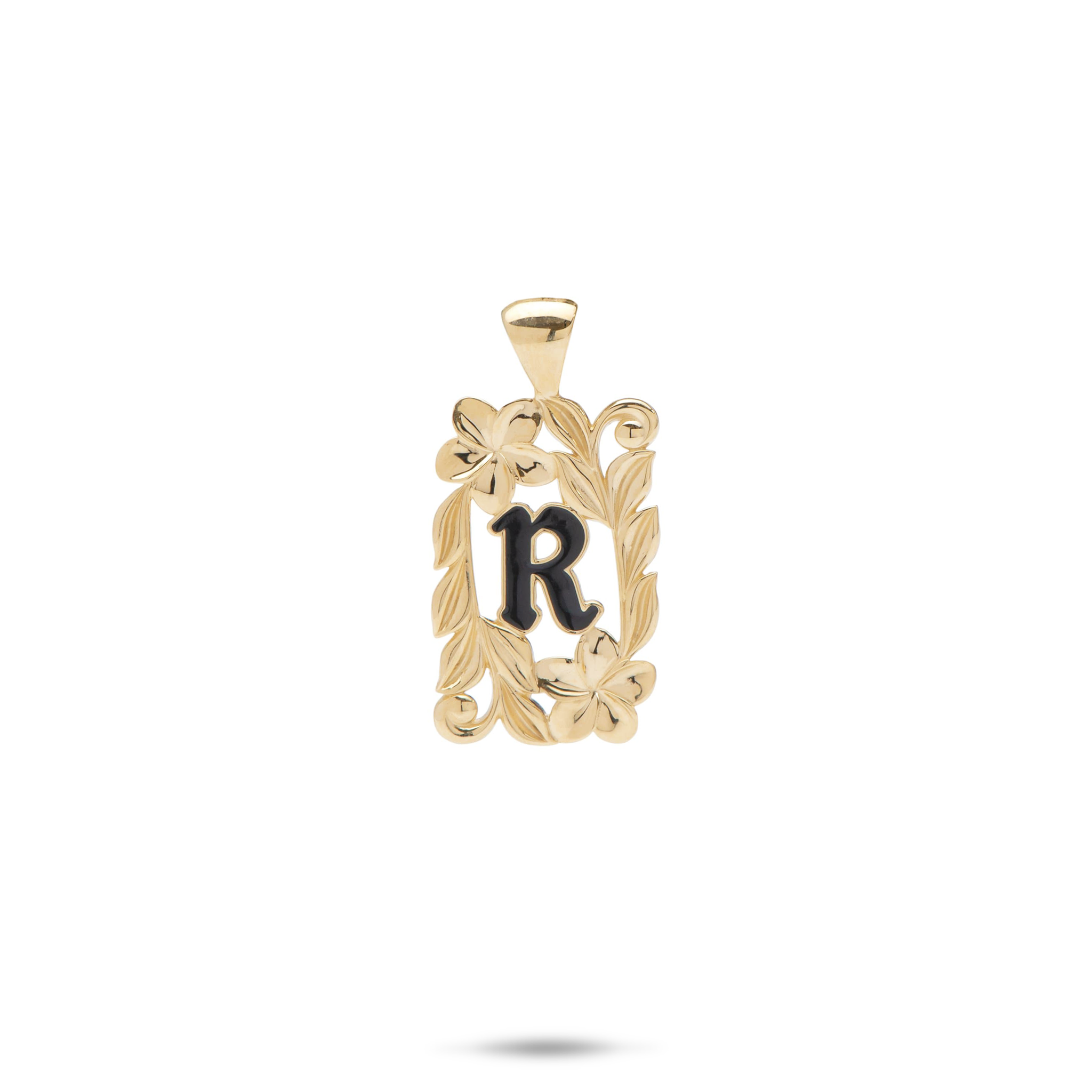 Special Order Hawaiian Heirloom Plumeria Initial Pendant in Gold - 17mm