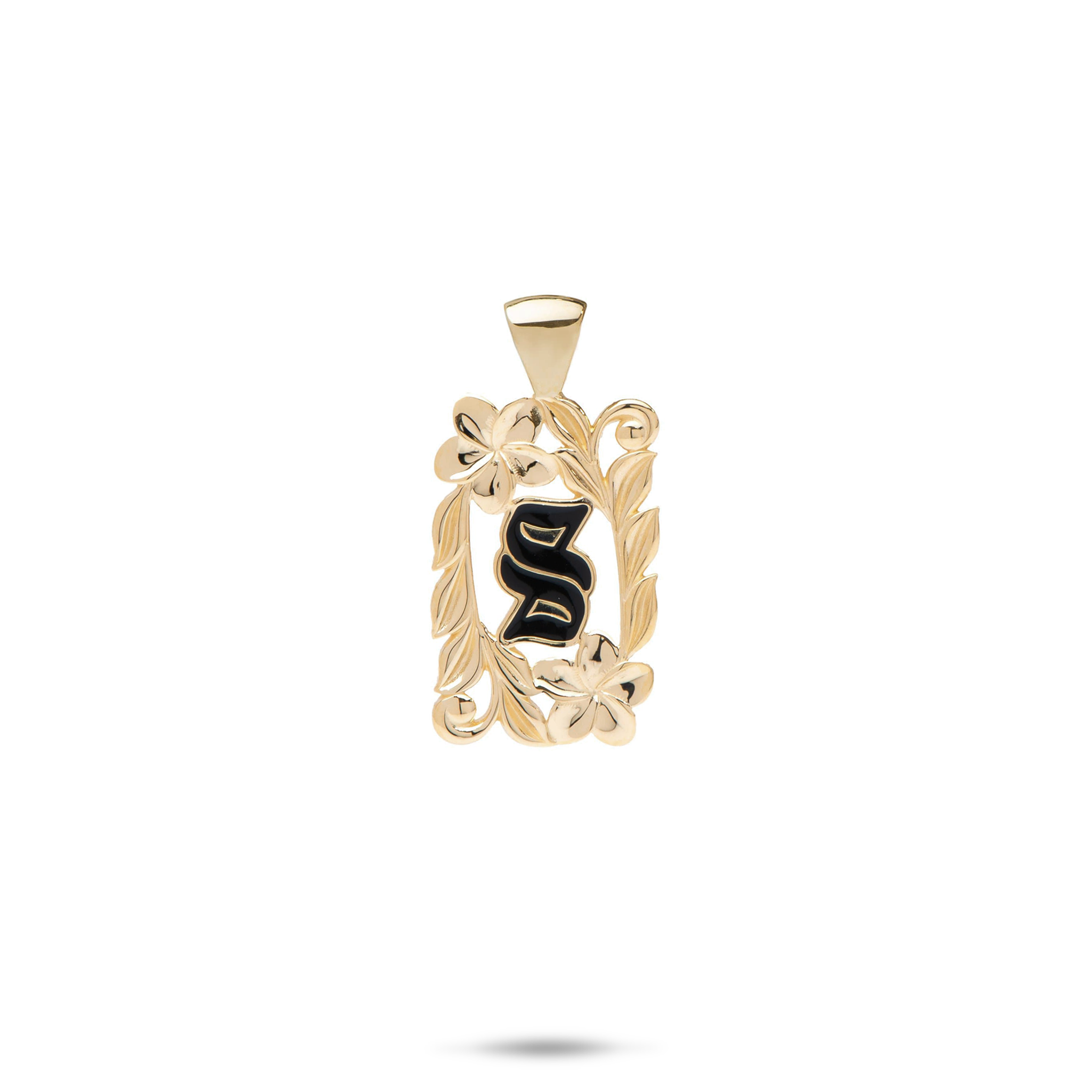 Special Order Hawaiian Heirloom Plumeria Initial Pendant in Gold - 17mm