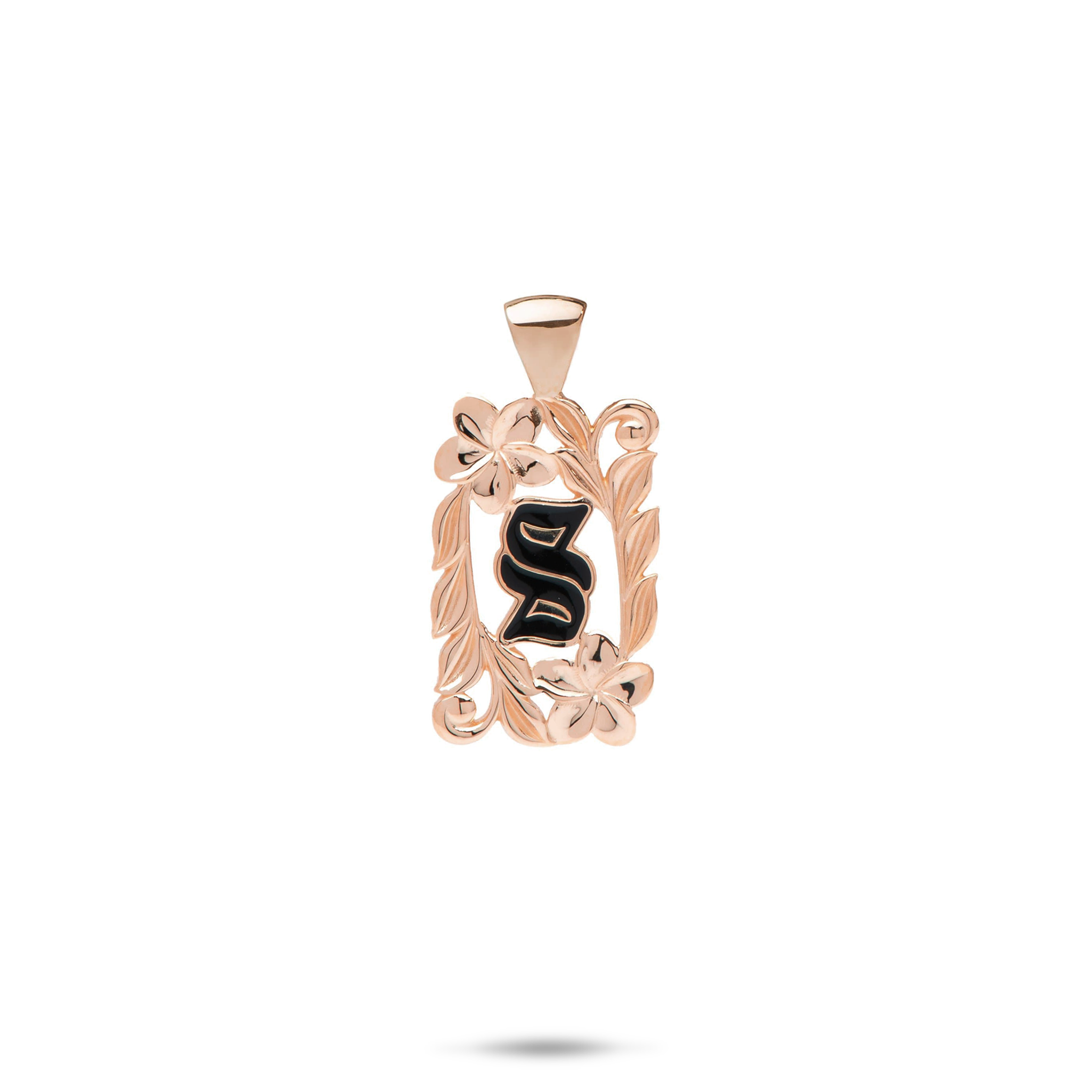 Special Order Hawaiian Heirloom Plumeria Initial Pendant in Gold - 17mm