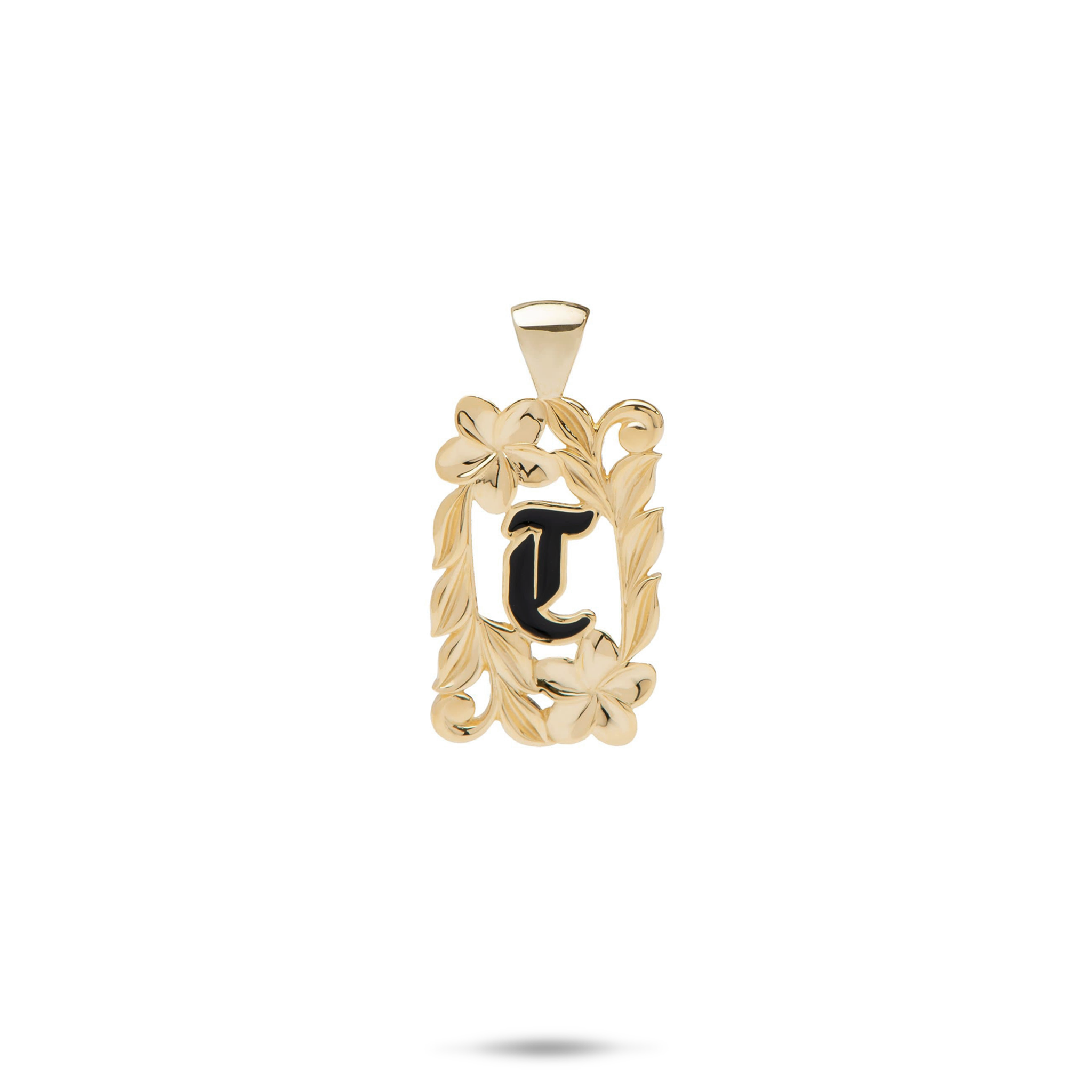 Special Order Hawaiian Heirloom Plumeria Initial Pendant in Gold - 17mm