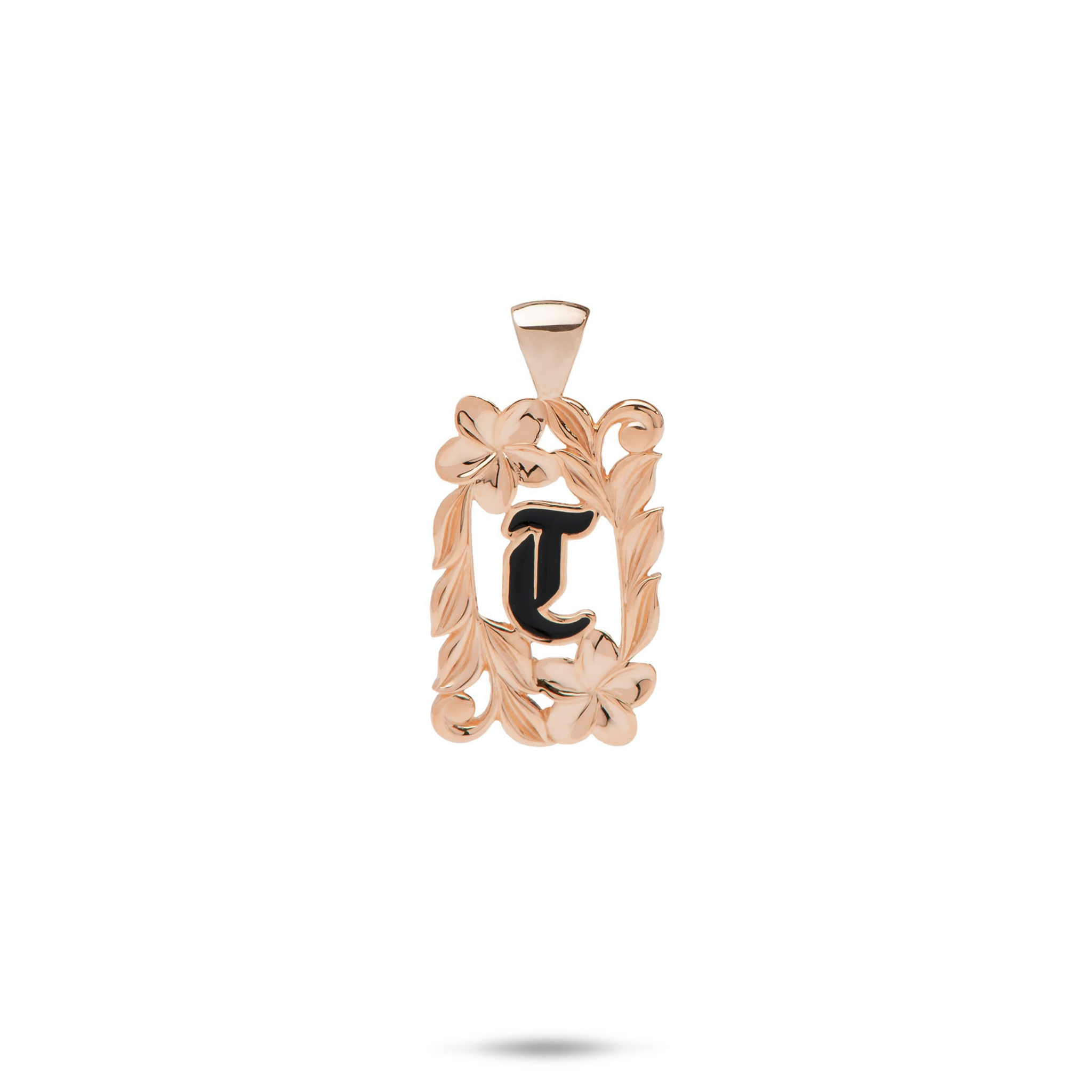 Special Order Hawaiian Heirloom Plumeria Initial Pendant in Gold - 17mm