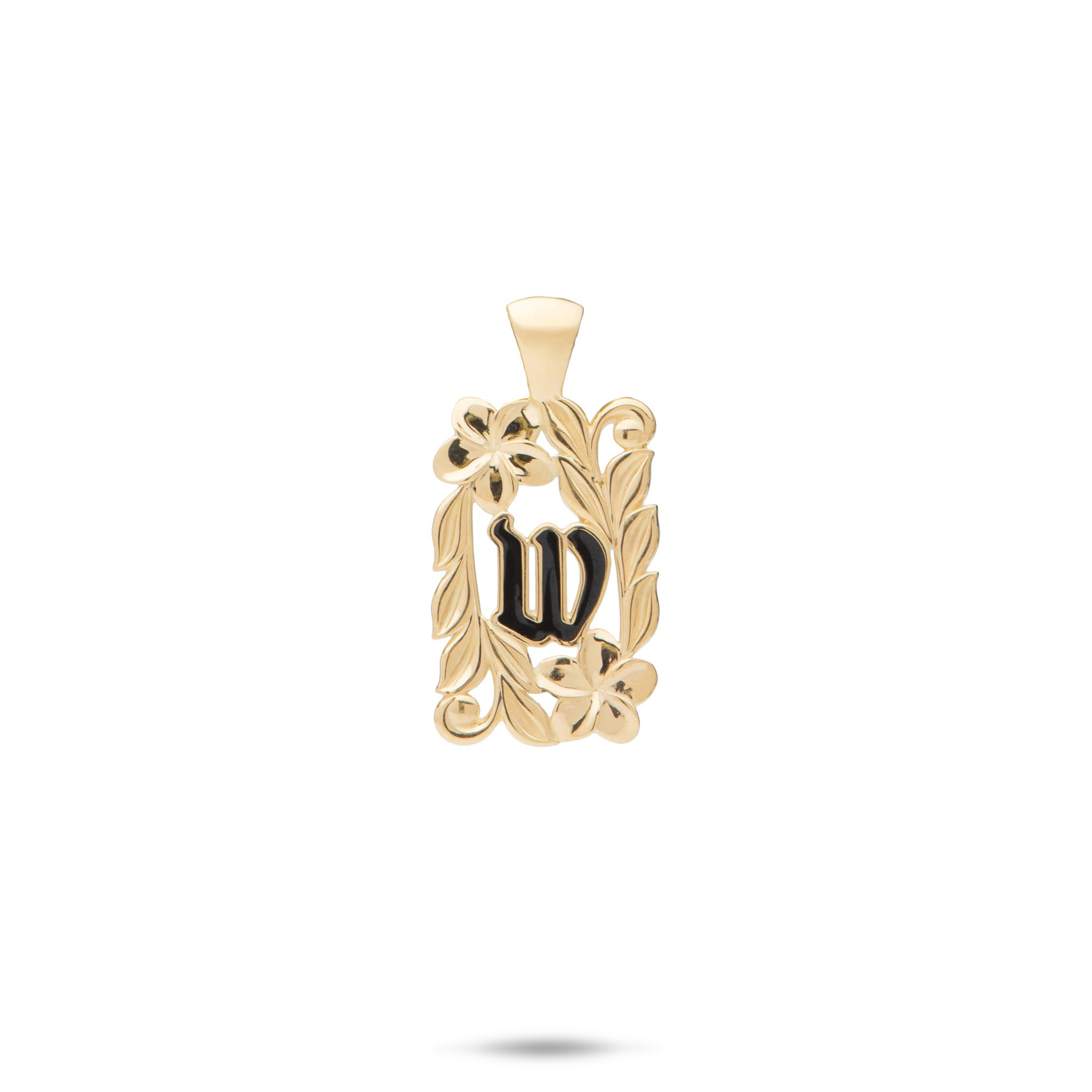 Special Order Hawaiian Heirloom Plumeria Initial Pendant in Gold - 17mm
