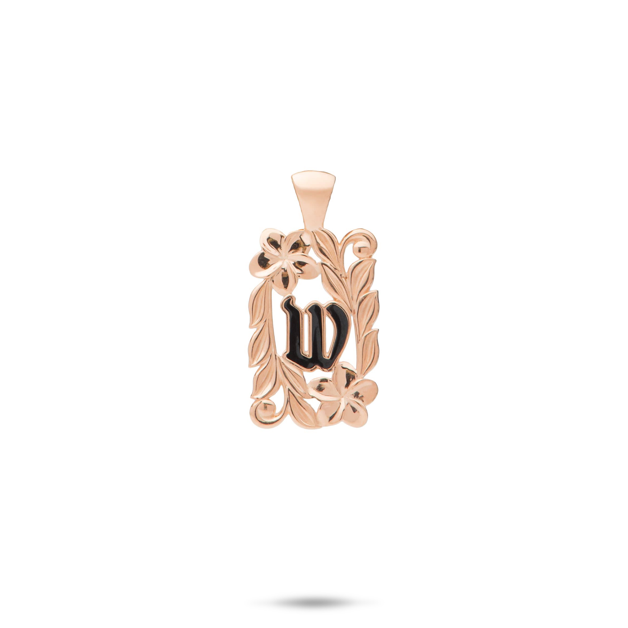 Special Order Hawaiian Heirloom Plumeria Initial Pendant in Gold - 17mm
