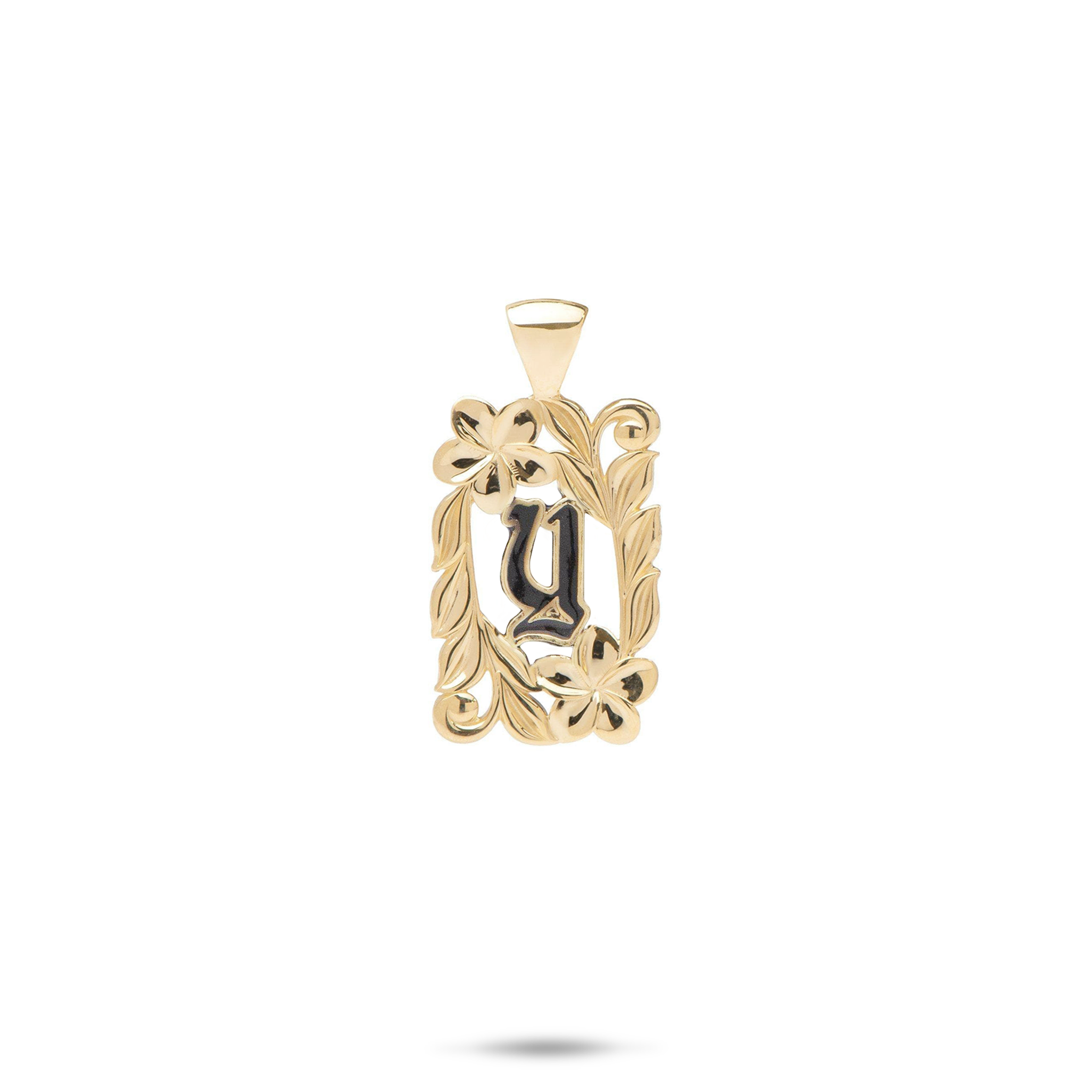 Special Order Hawaiian Heirloom Plumeria Initial Pendant in Gold - 17mm